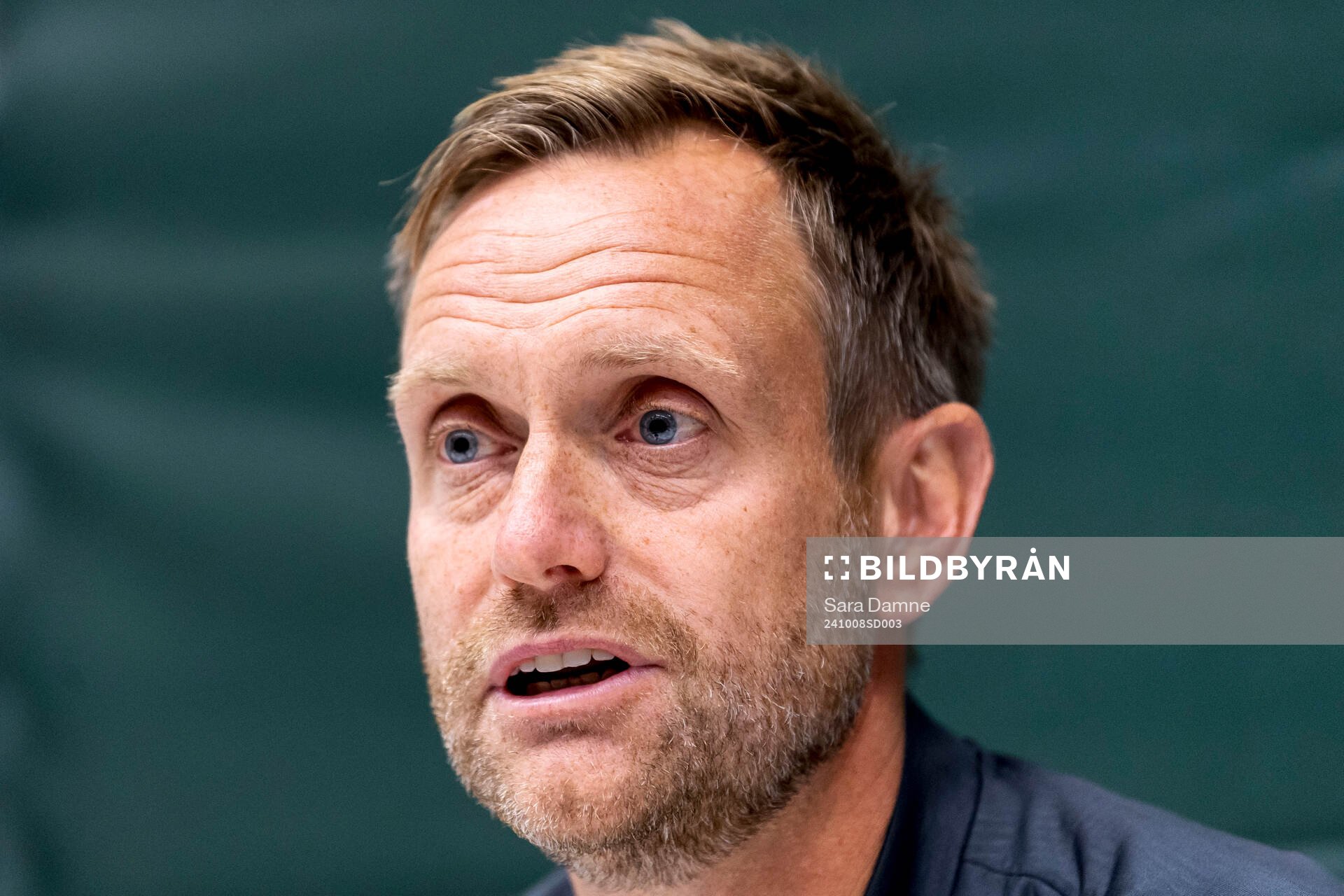 Head coach Martin Sjögren of Hammarby at a press conference