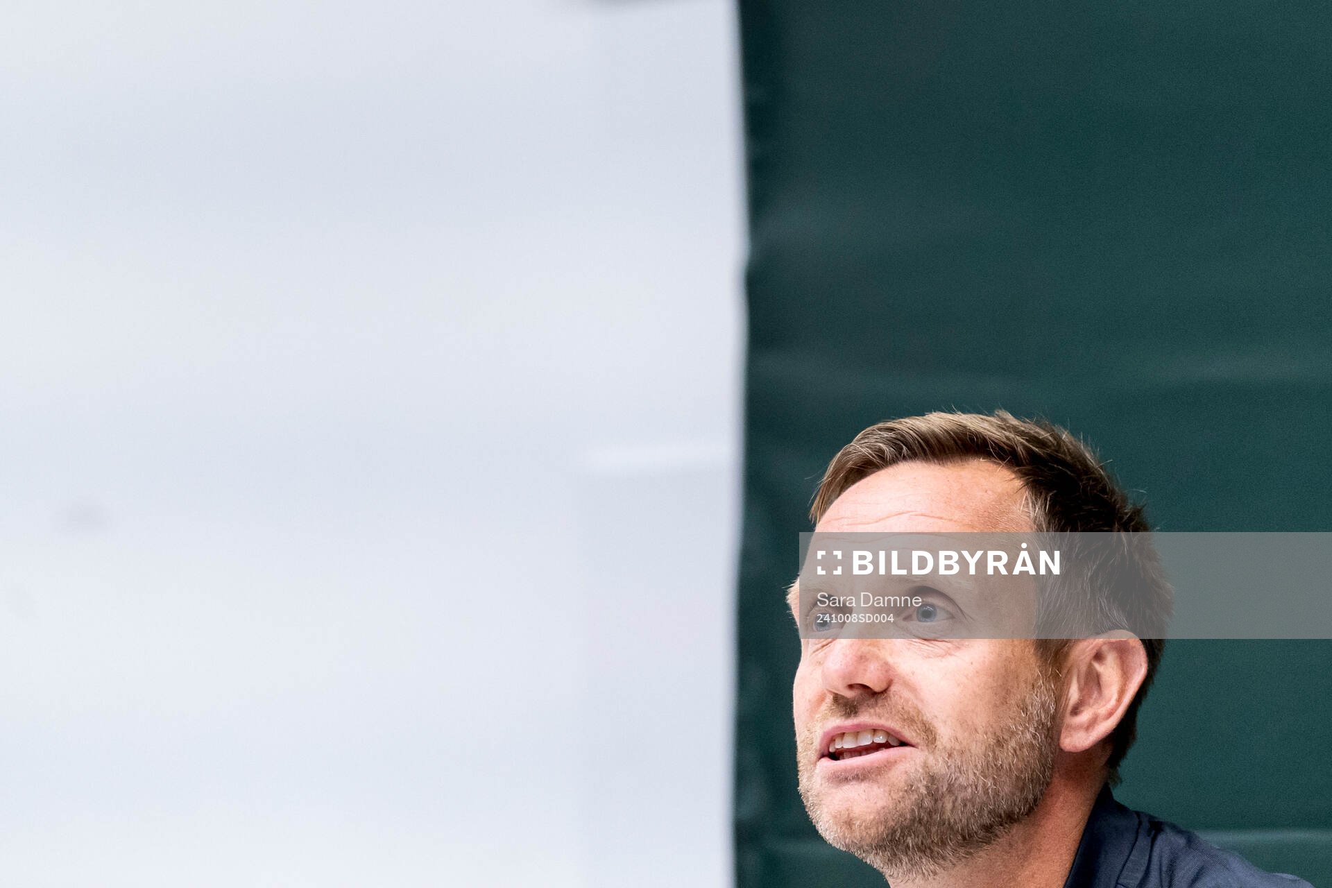 Head coach Martin Sjögren of Hammarby at a press conference