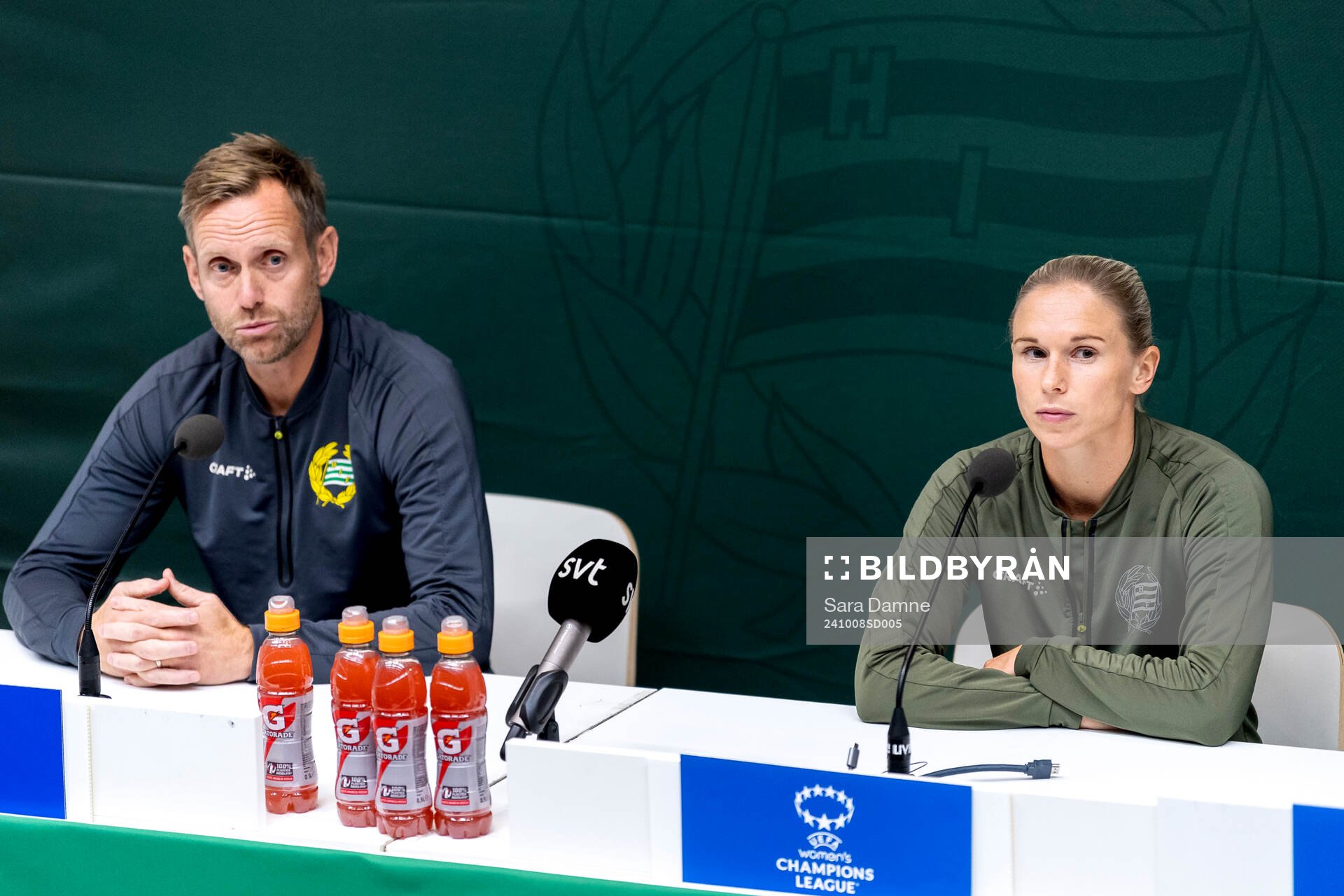 Head coach Martin Sjögren and Jonna Andersson of Hammarby