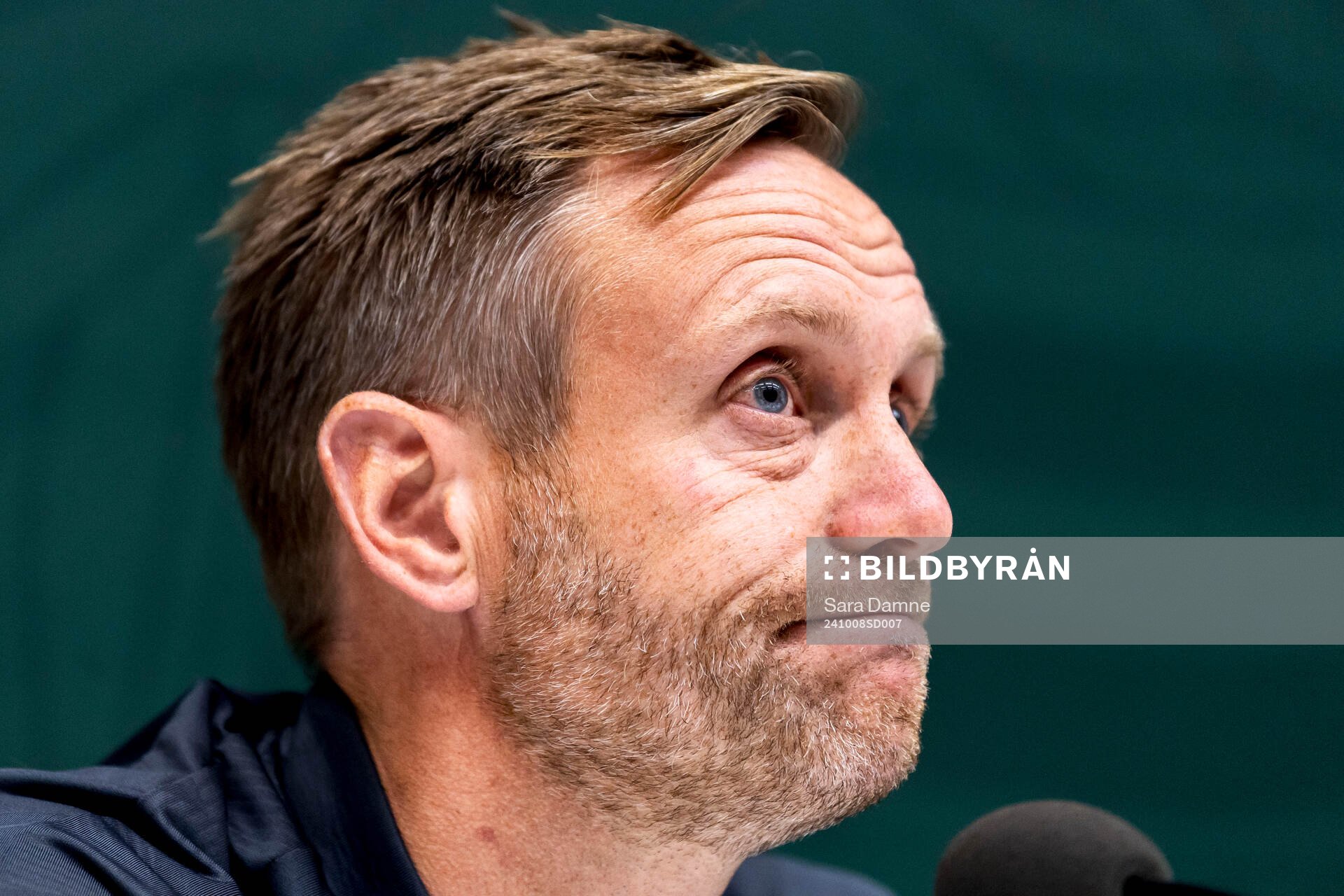 Head coach Martin Sjögren of Hammarby at a press conference