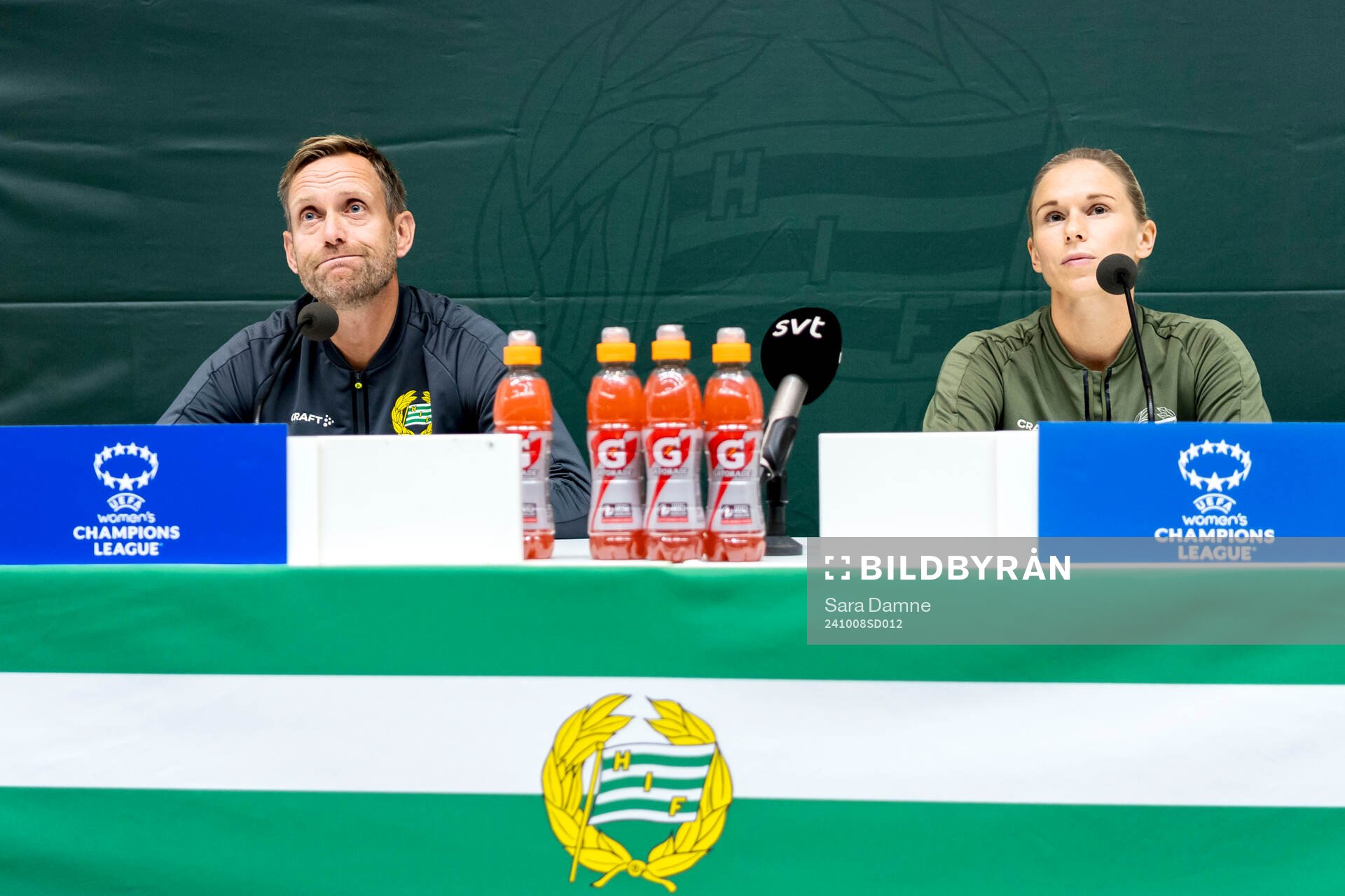 Head coach Martin Sjögren and Jonna Andersson of Hammarby