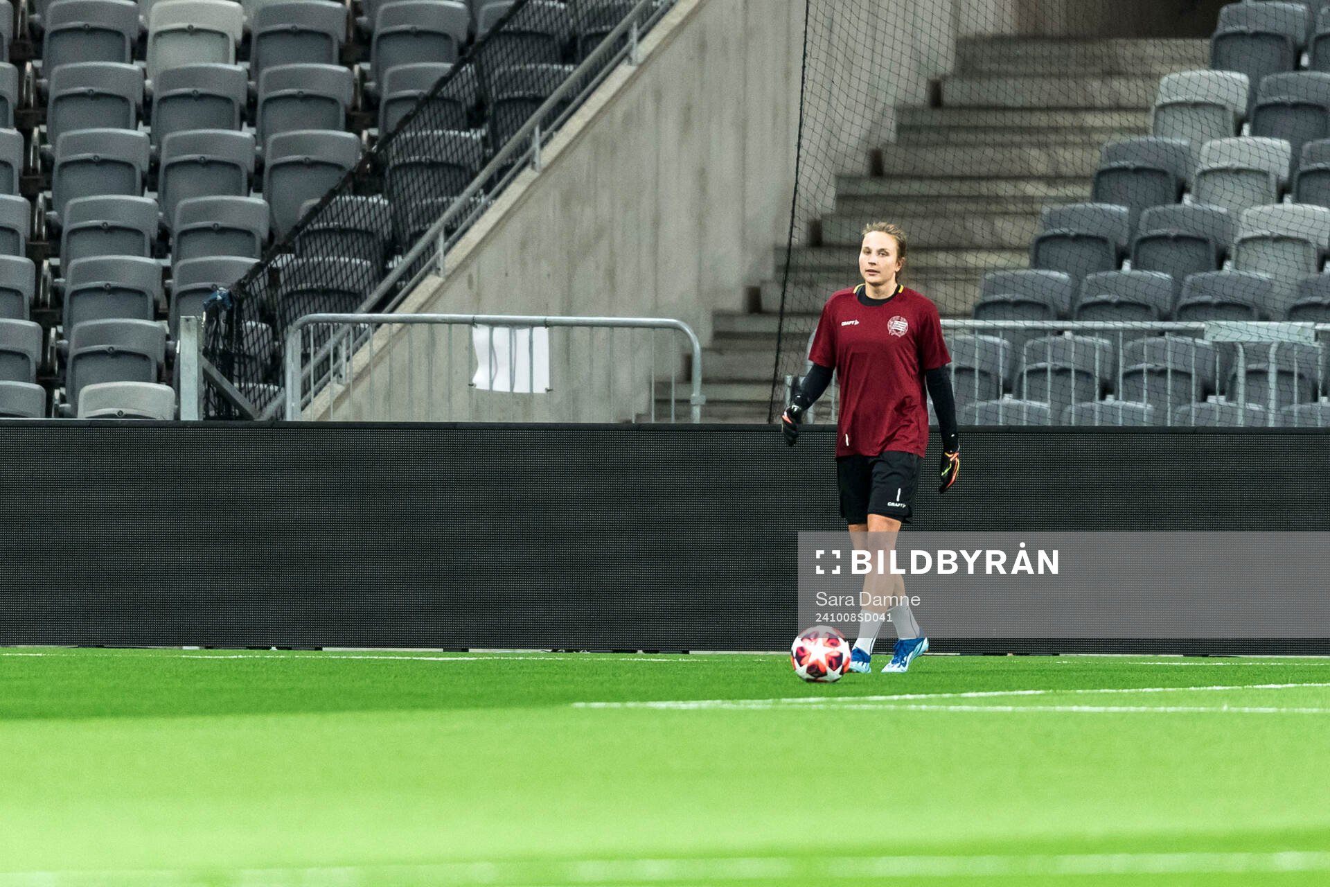 Goalkeeper Anna Tamminen of Hammarby at a training session