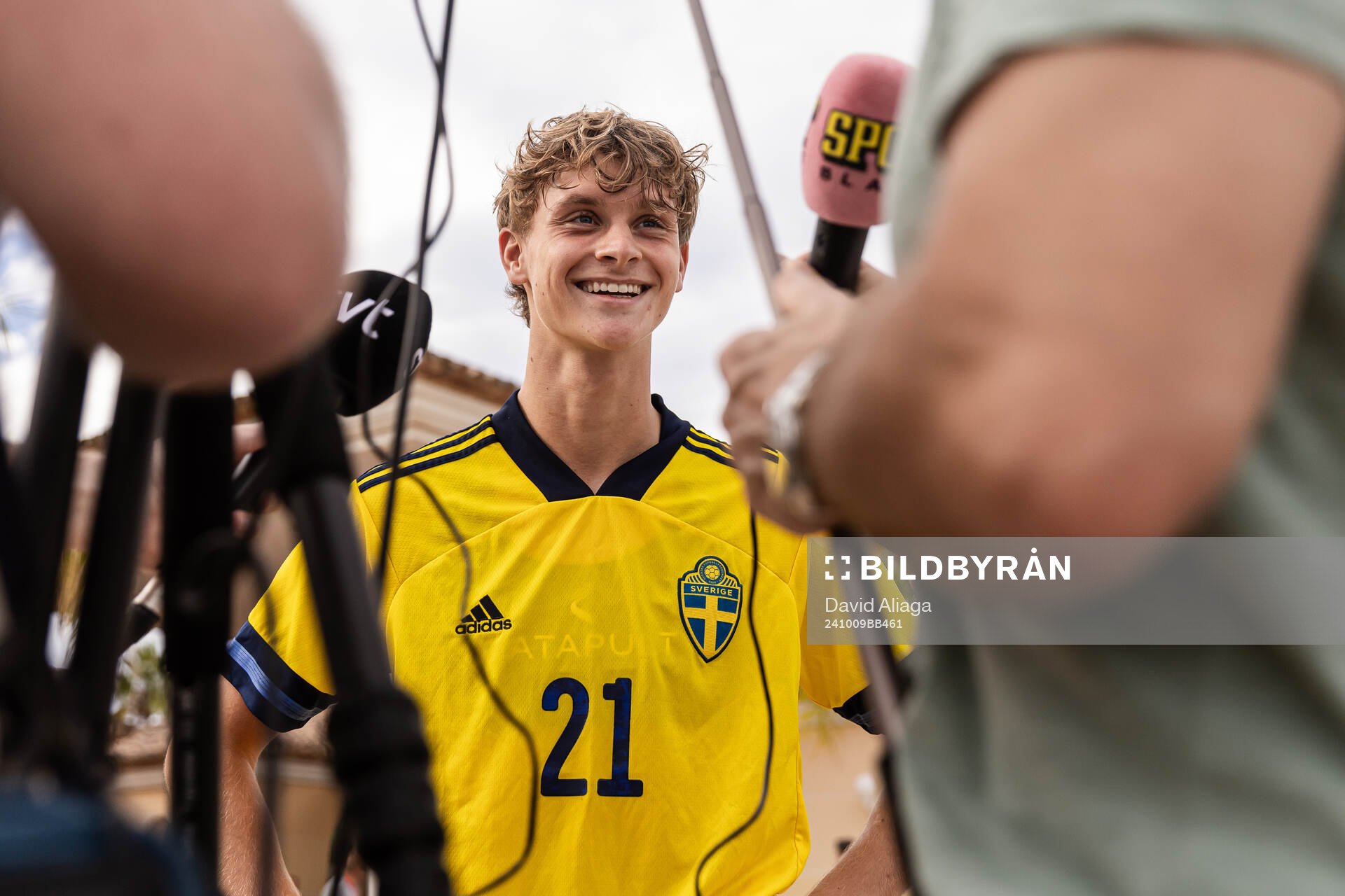 Maximilian Ibrahimovic of Sweden speaks with media
