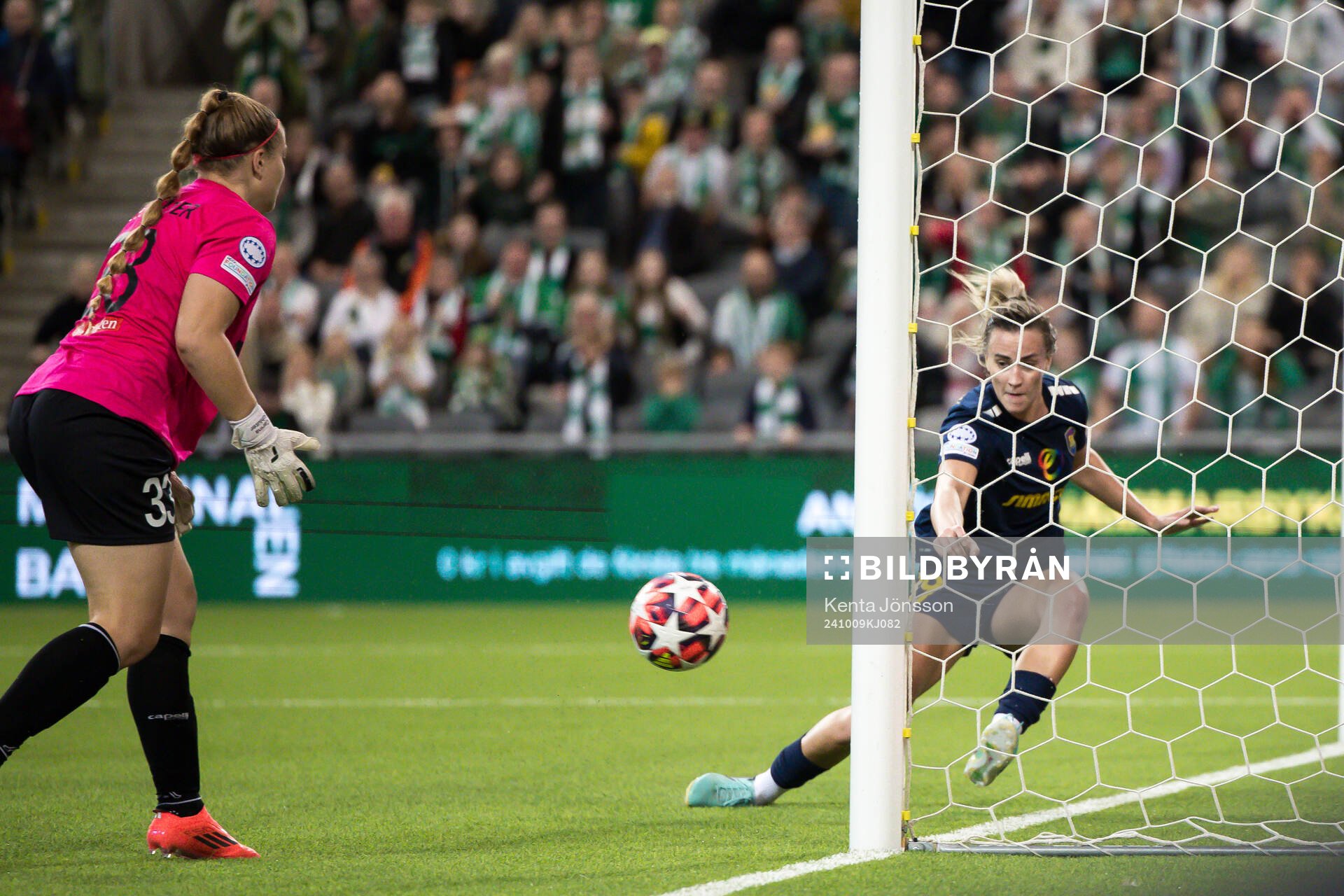 Players of St Pölten save the ball from scoring