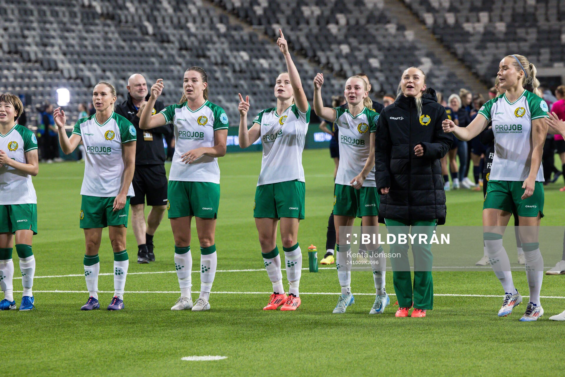 Emma Westin and Julie Blakstad of Hammarby celebrate with