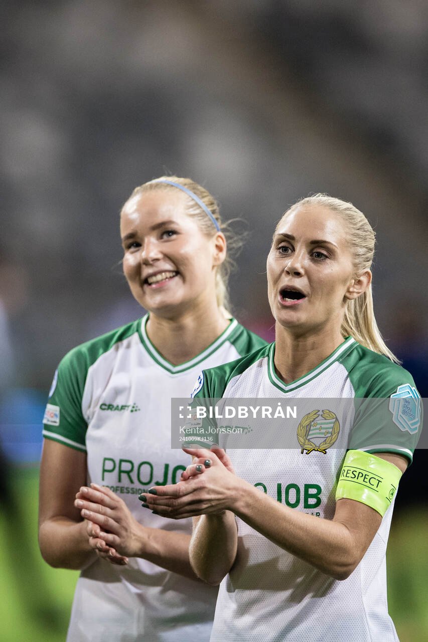 Alice Carlsson and Eva Nyström of Hammarby celebrates