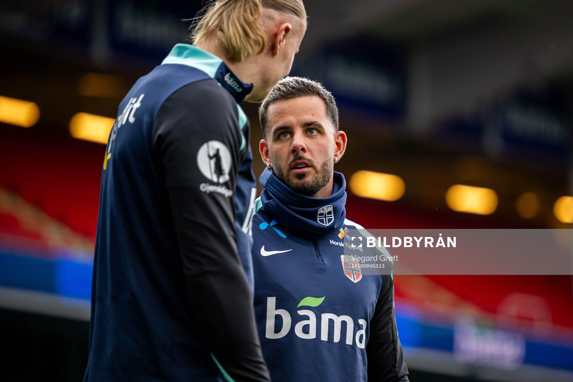 Erling Braut Haaland and Aron Dønnum of the Norwegian