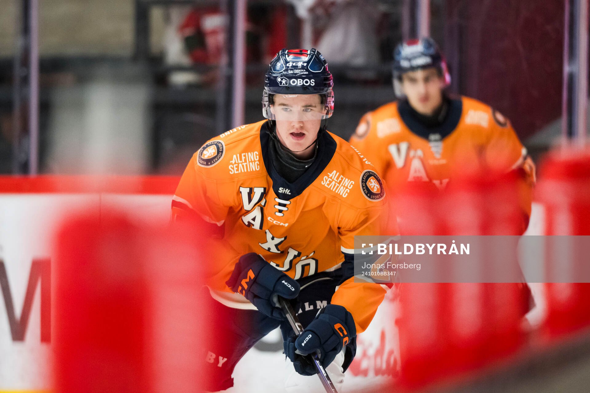 Växjös Filip Eriksson innan ishockeymatchen i SHL mellan