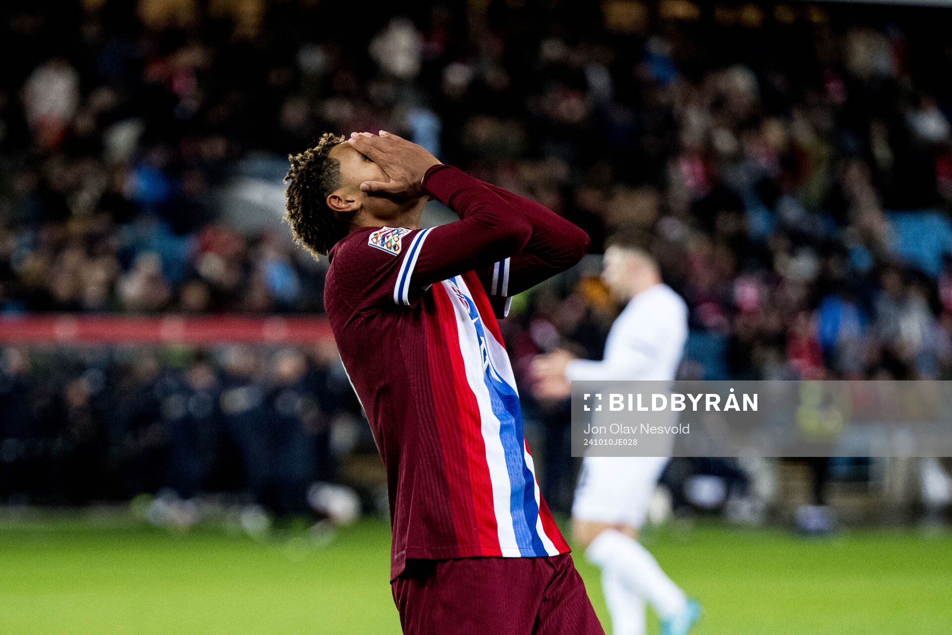 Antonio Nusa of Norway looks dejected