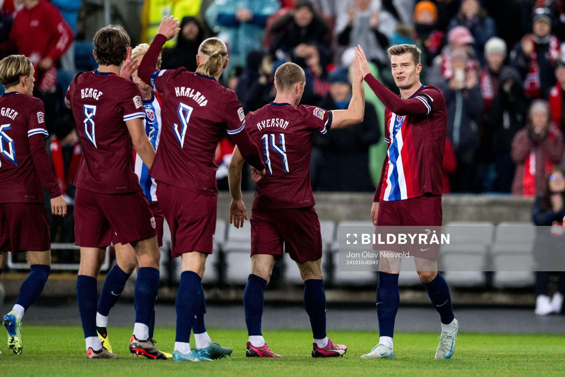 Alexander Sørloth of Norway celebrates