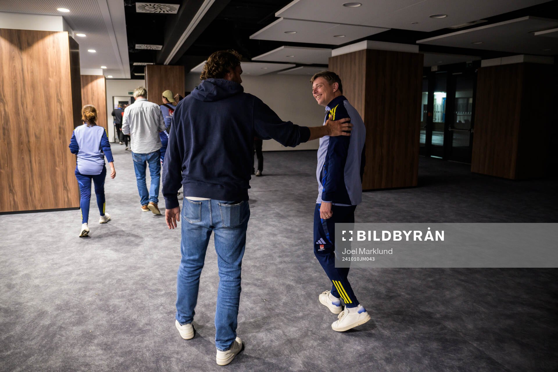 Former football player Johan Elmander and head coach Jon