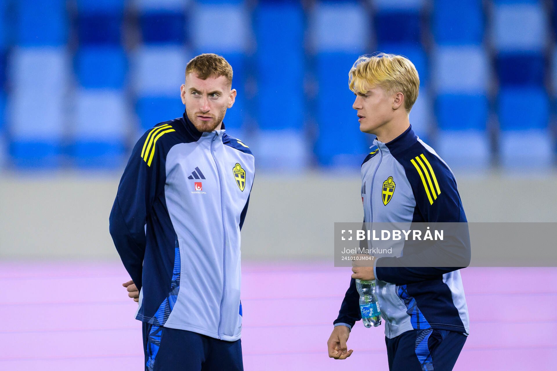 Dejan Kulusevski and Lucas Bergvall of the Swedish men's