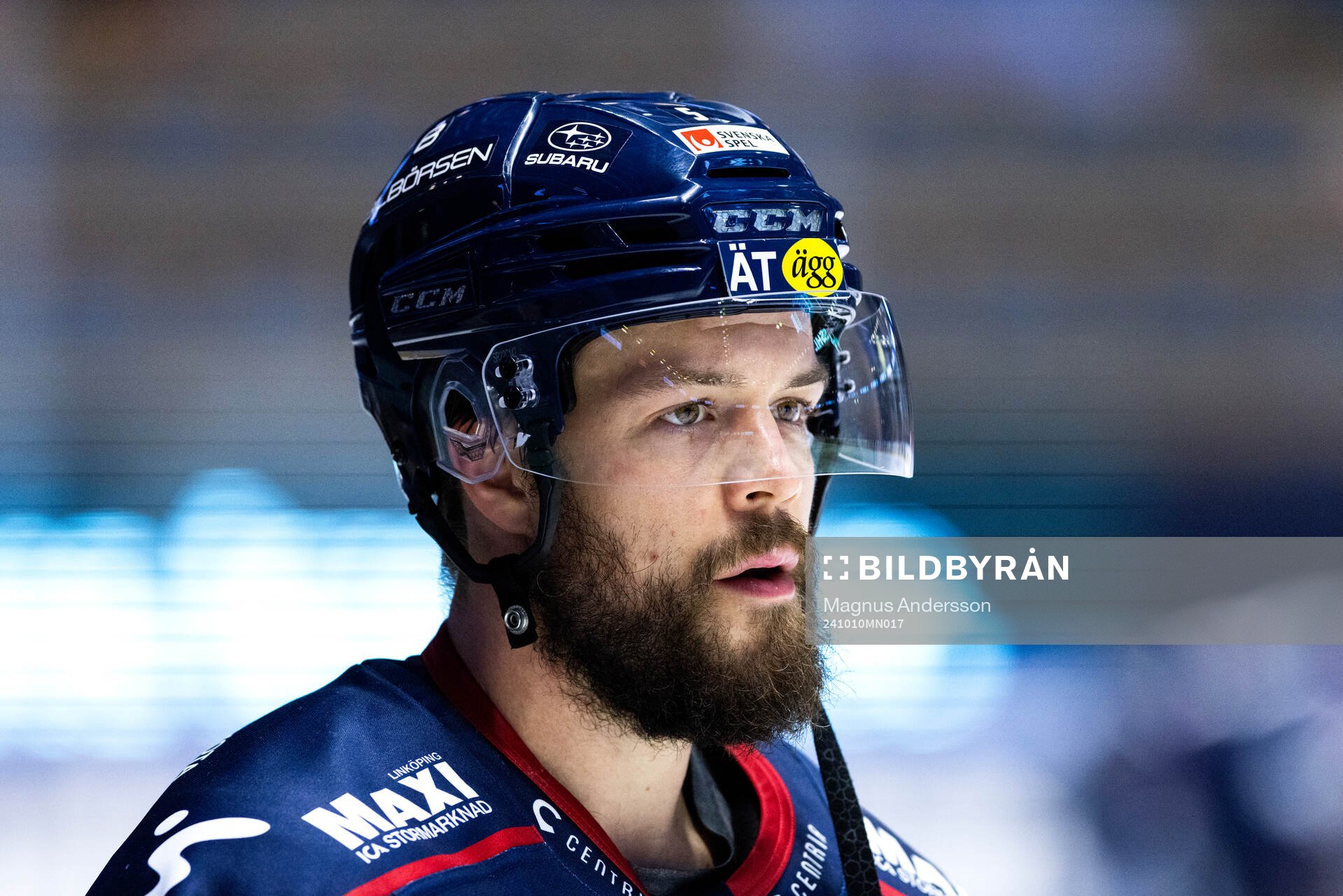 Linköpings Oscar Fantenberg på uppvärmningen