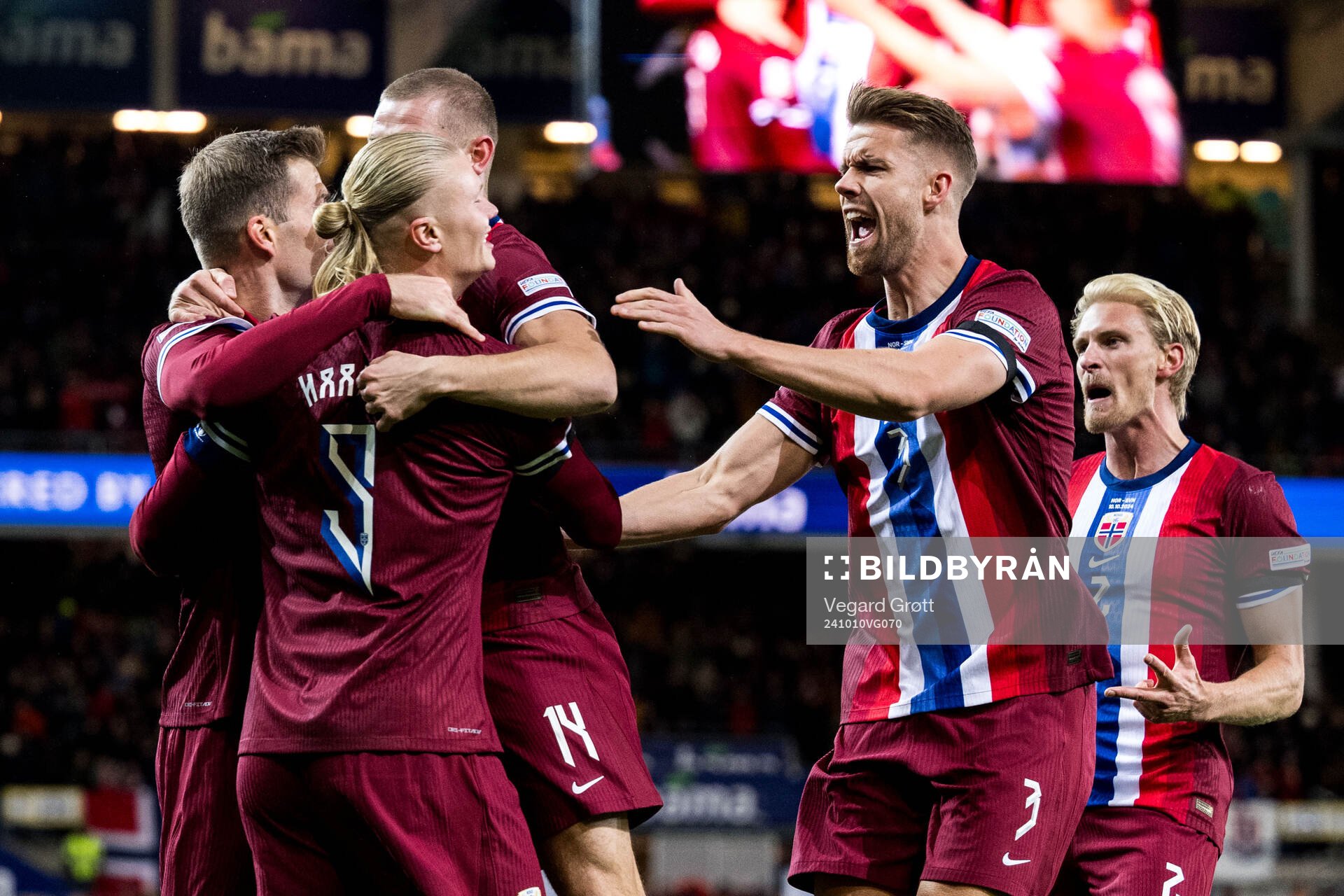Erling Braut Haaland of Norway celebrates with Kristoffer