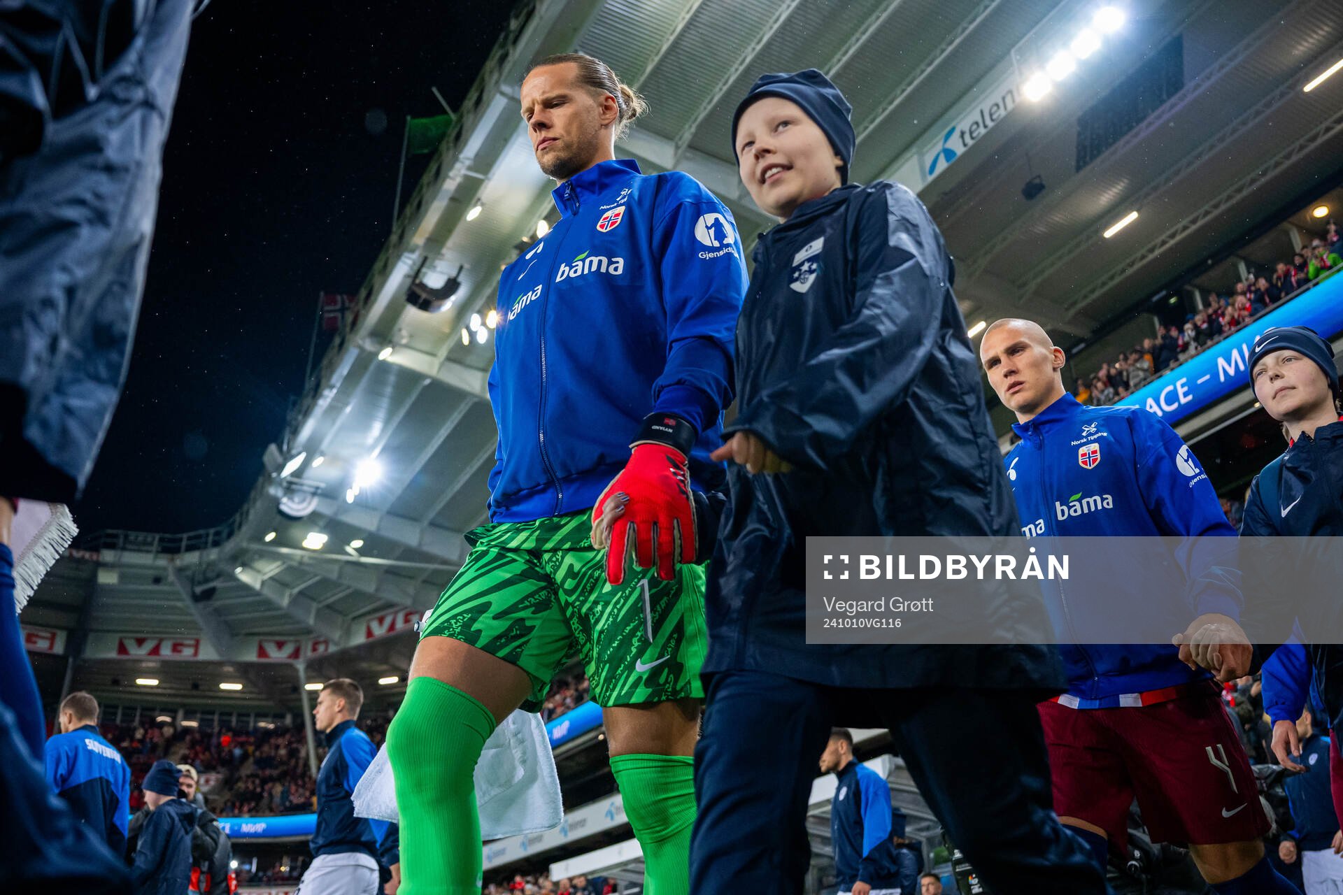 Goalkeeper Ørjan Håskjold Nyland of Norway enters the