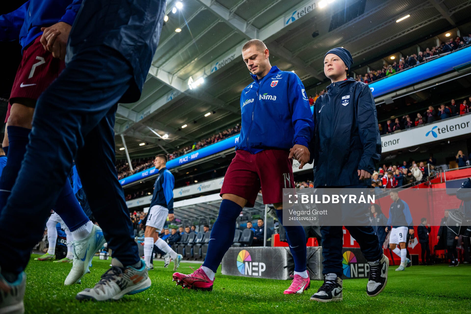 Julian Ryerson of Norway enters the pitch