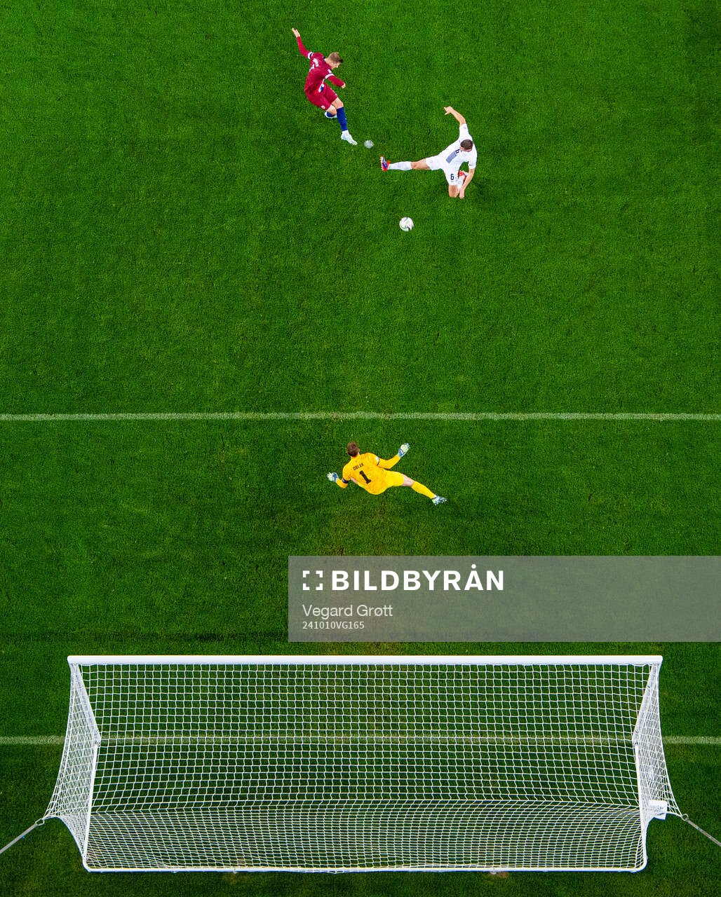 Alexander Sørloth of Norway scores the 2-0 goal past Jaka