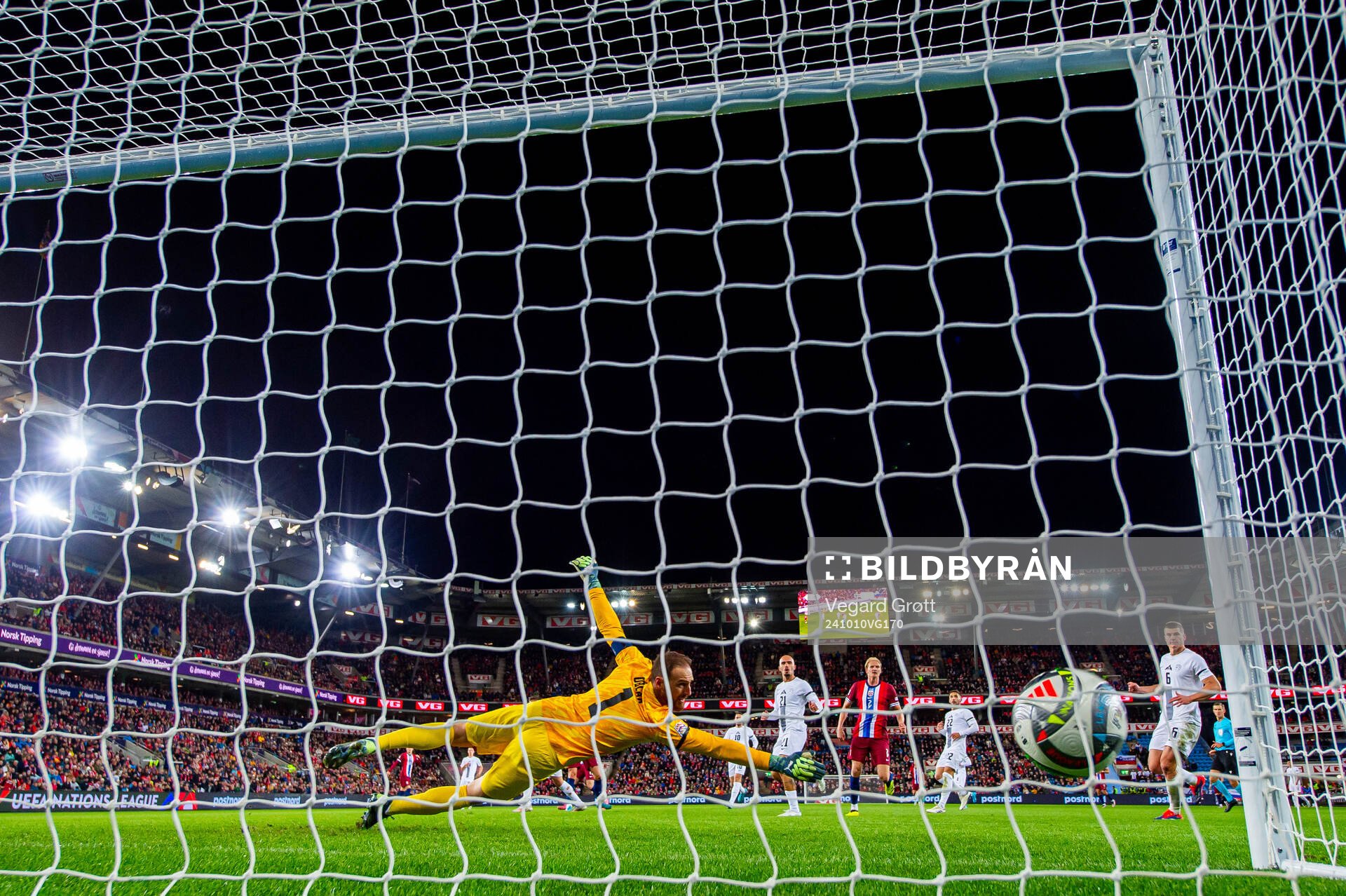 Erling Braut Haaland of Norway (not pictured) scores the