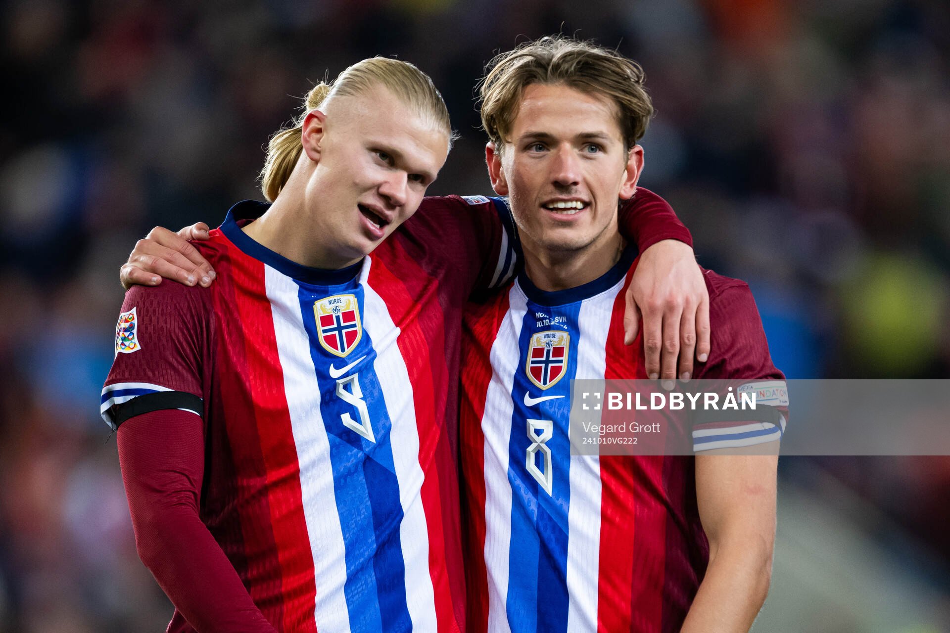 Erling Braut Haaland and Sander Berge of Norway celebrate
