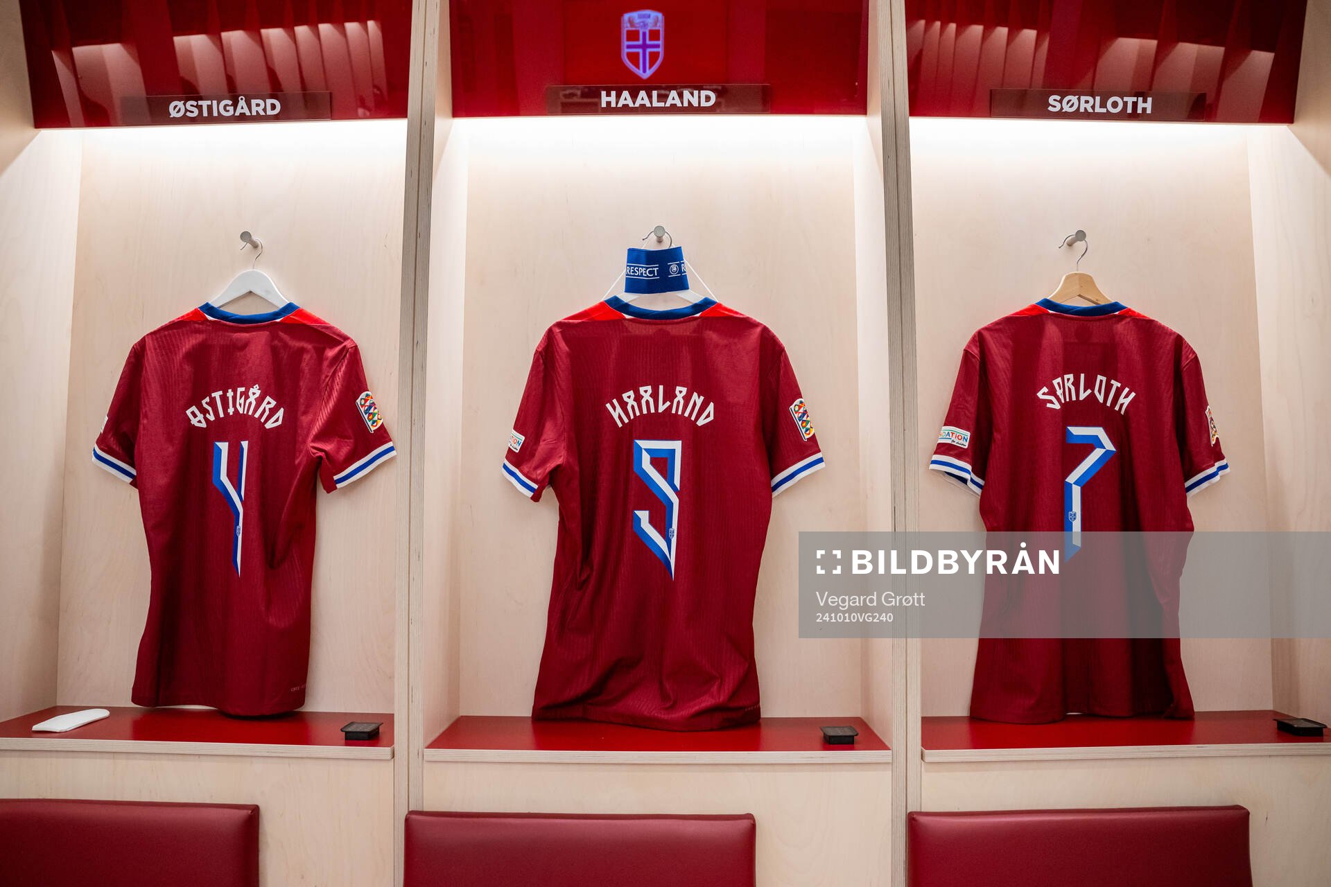 The kits of Leo Østigård, Erling Braut Haaland and