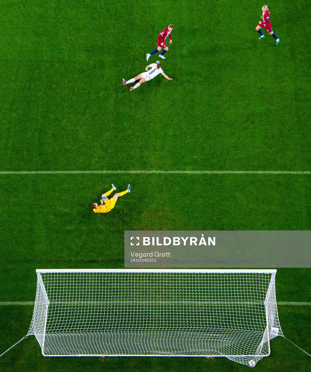 Alexander Sørloth of Norway scores the 2-0 goal past Jaka
