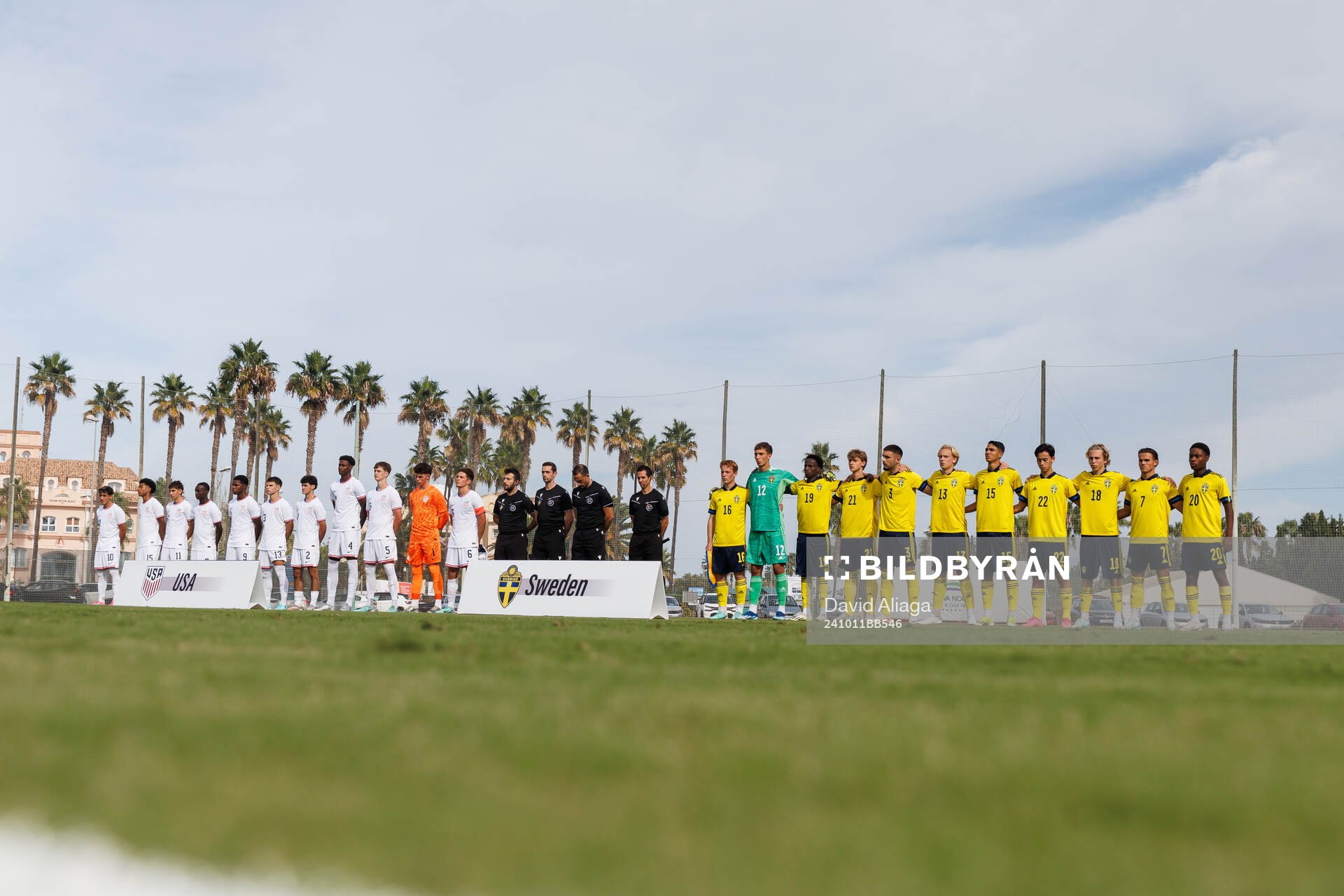 Players of Sweden ahead of the international friendly under-21 football match between Sweden and USA on October 11, 2024 in Valencia.
