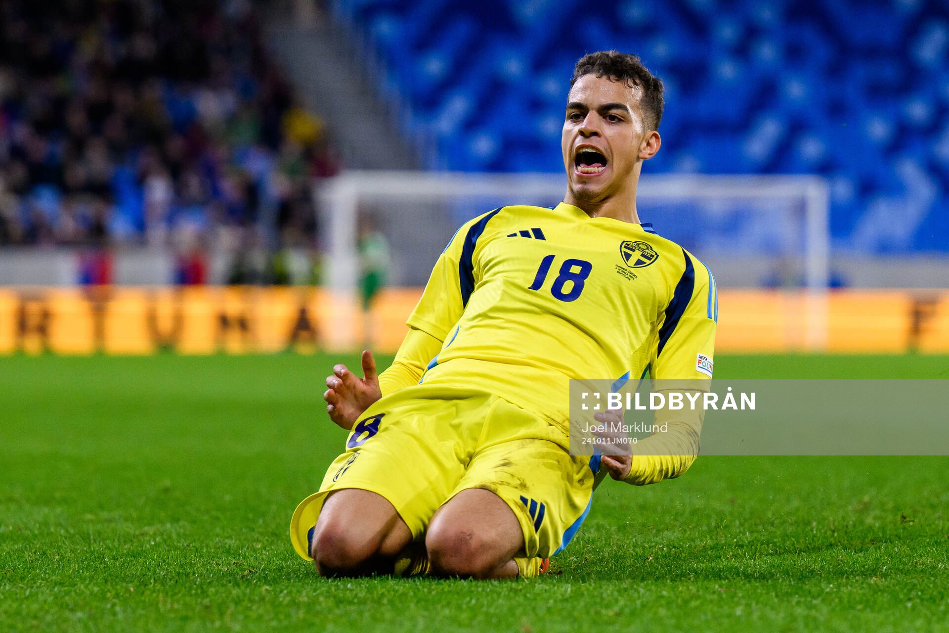 Yasin Ayari of Sweden celebrates