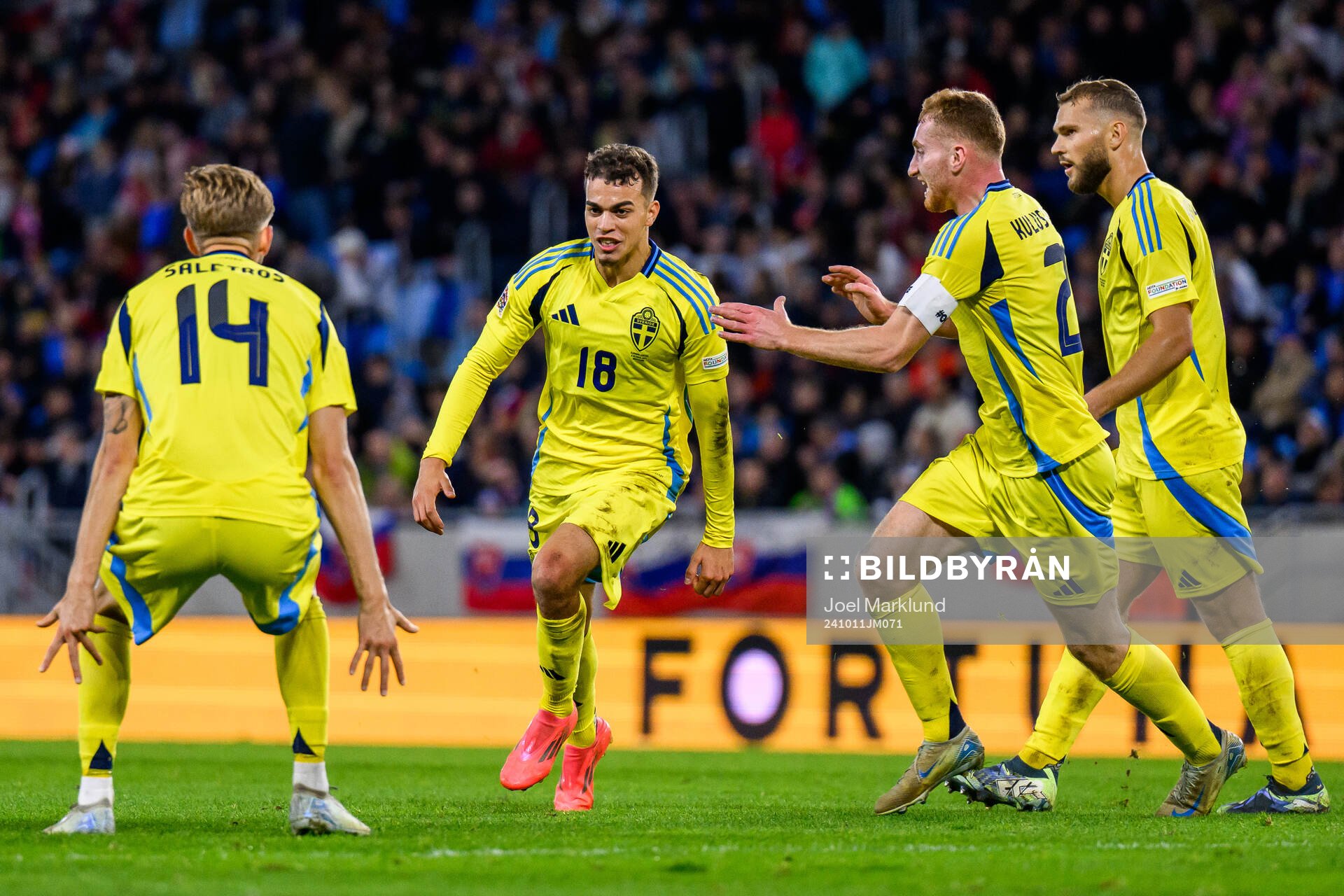 Yasin Ayari of Sweden celebrates