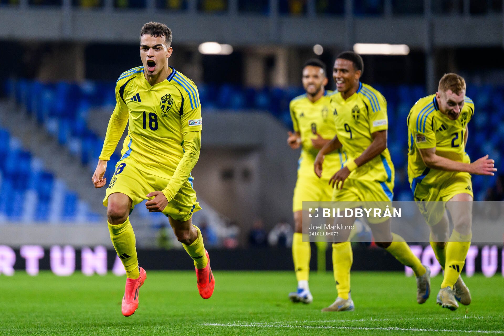 Yasin Ayari of Sweden celebrates