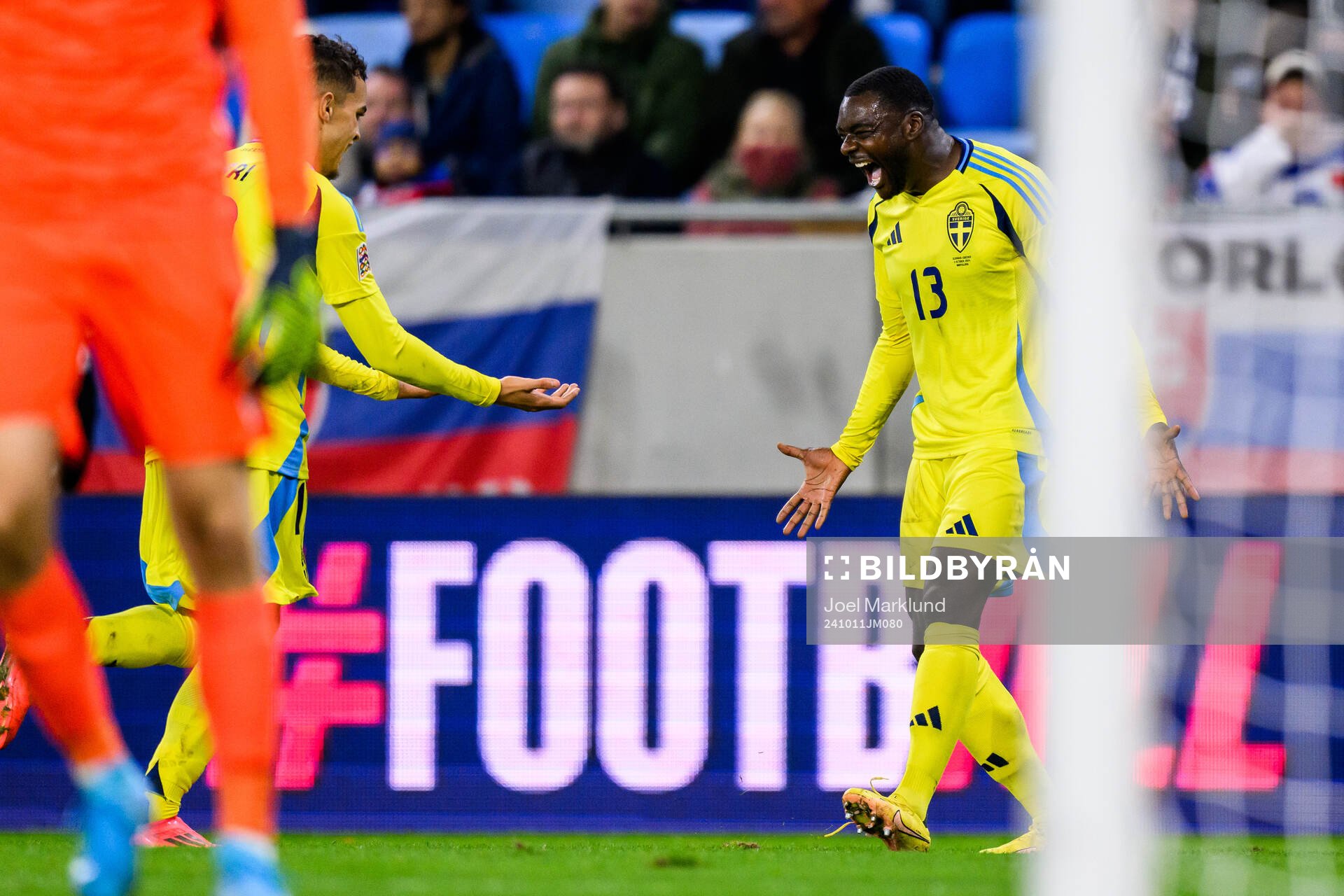 Yasin Ayari and Ken Sema of Sweden celebrate