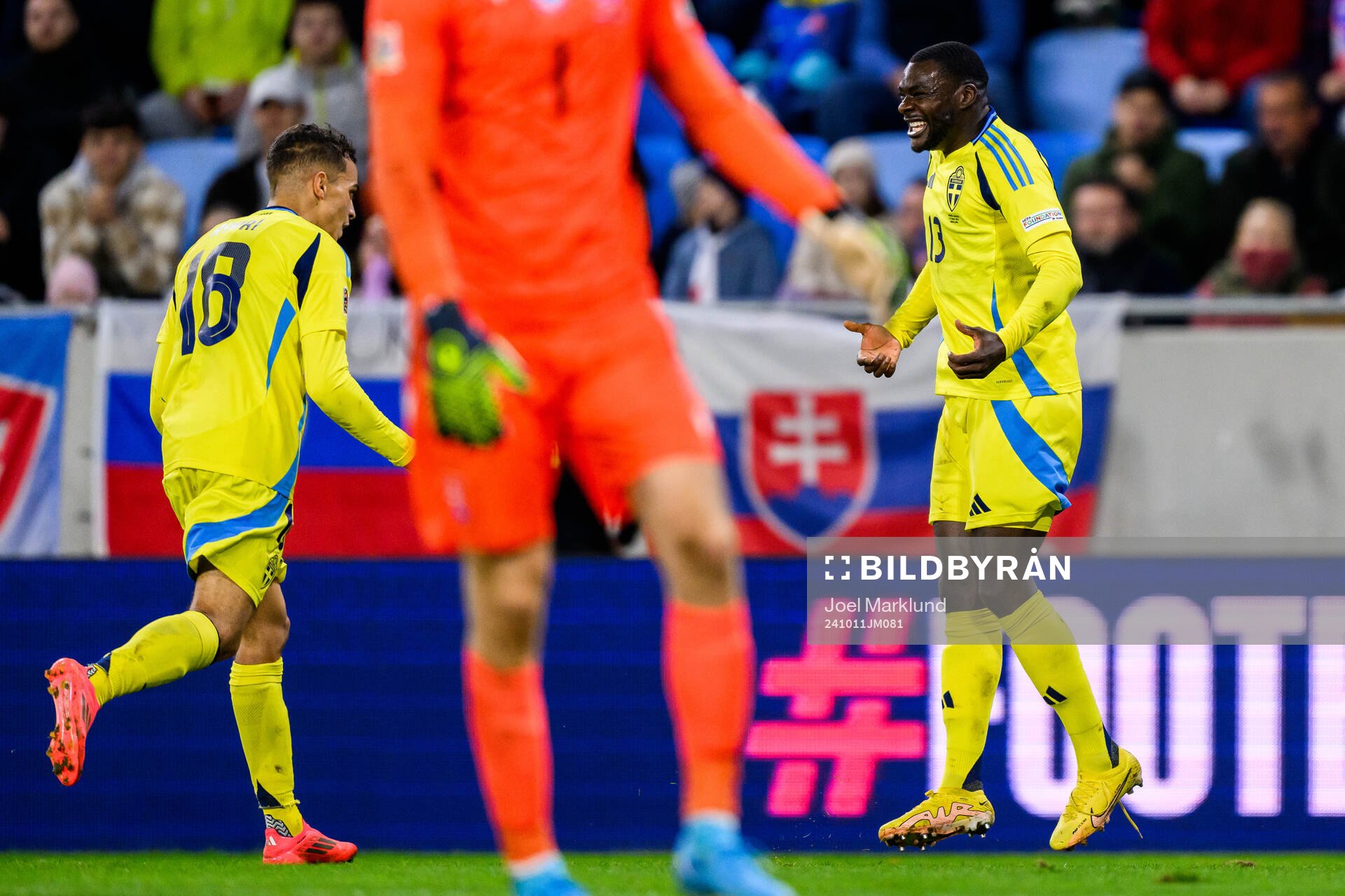 Yasin Ayari and Ken Sema of Sweden celebrate