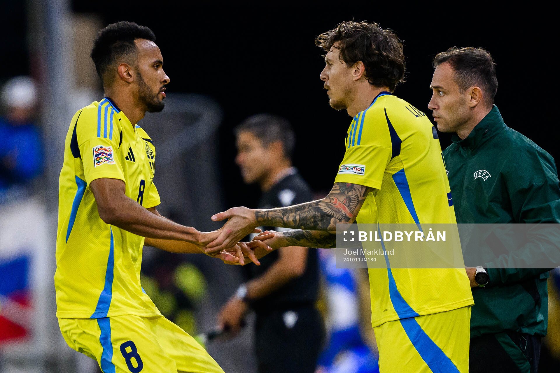 Alex Douglas and Victor Nilsson Lindelöf of Sweden