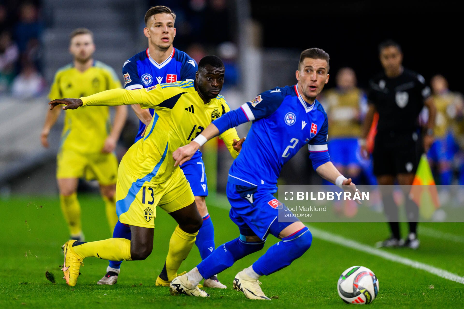Ken Sema of Sweden against Peter Pekarik and Tomás Suslov