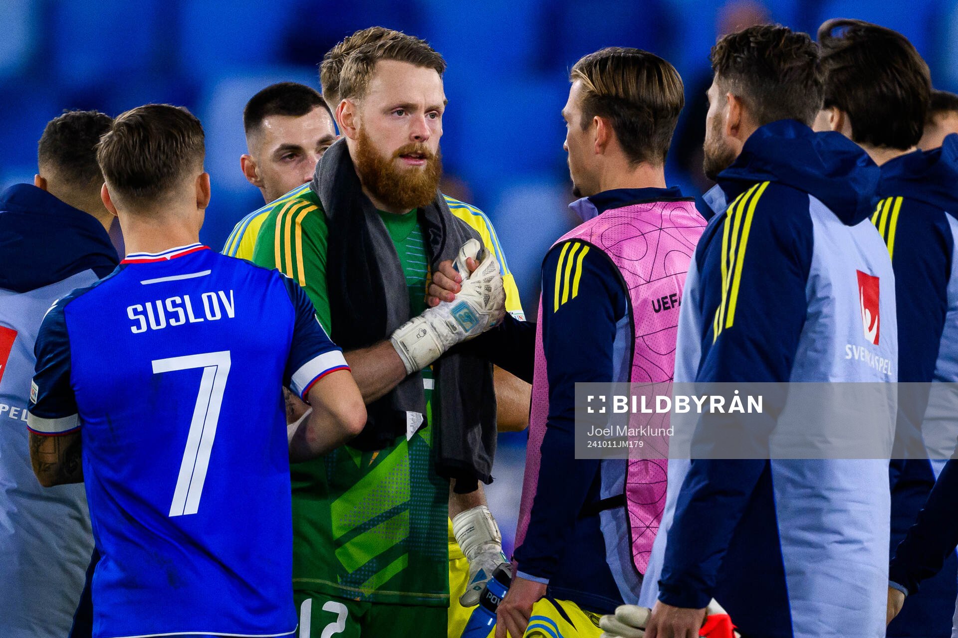 goalkeeper Viktor Johansson of Sweden after the Nations League football match between Slovakia and Sweden on October 11, 2024 in Bratislava.