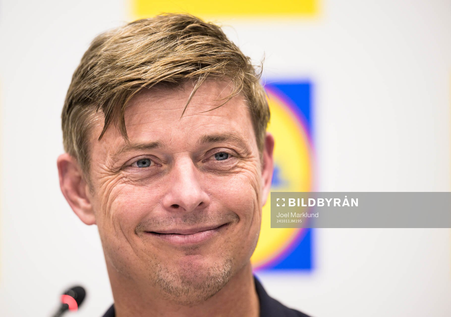 Head coach Jon Dahl Tomasson of Sweden at a press conference