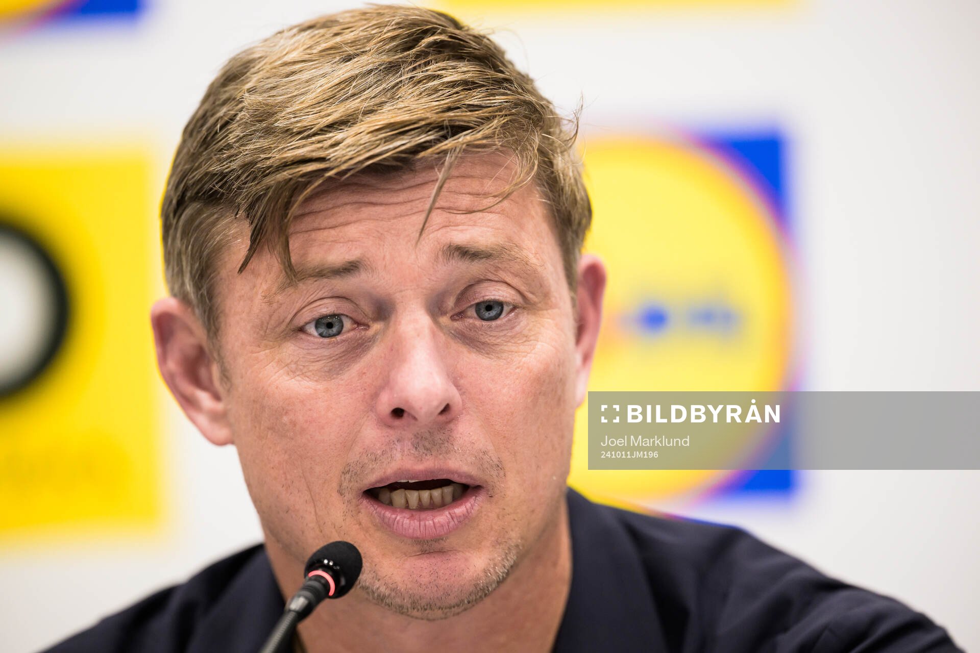 Head coach Jon Dahl Tomasson of Sweden at a press conference