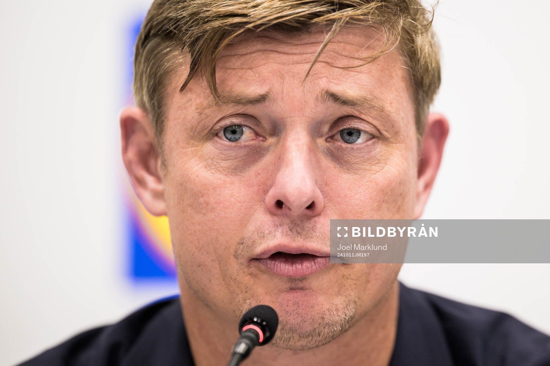 Head coach Jon Dahl Tomasson of Sweden at a press conference