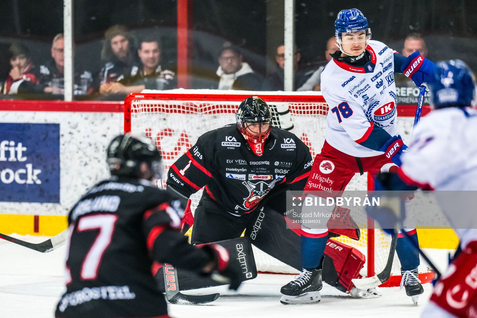Nybros målvakt Tex Williamsson och IK Oskarshamns Evan