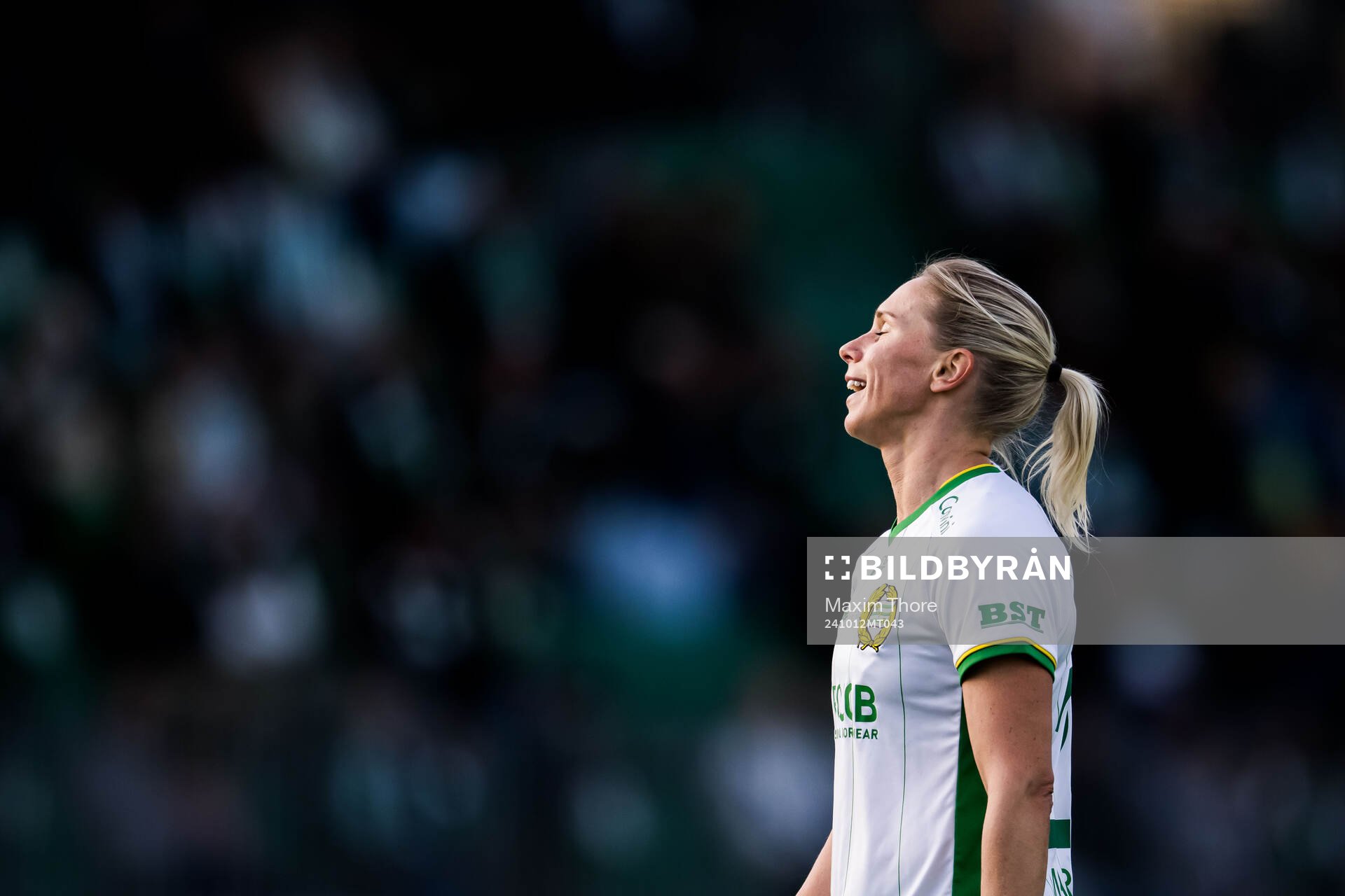 Hammarbys Jonna Andersson under fotbollsmatchen i Damallsvenskan mellan Hammarby och Vittsjö den 12 oktober 2024 i Stockholm. 