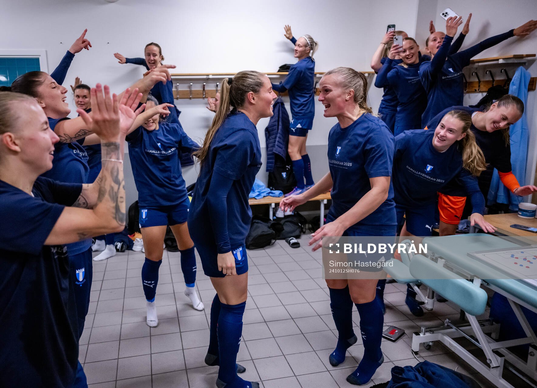 Malmö FFs spelare jublar i omklädningsrummet