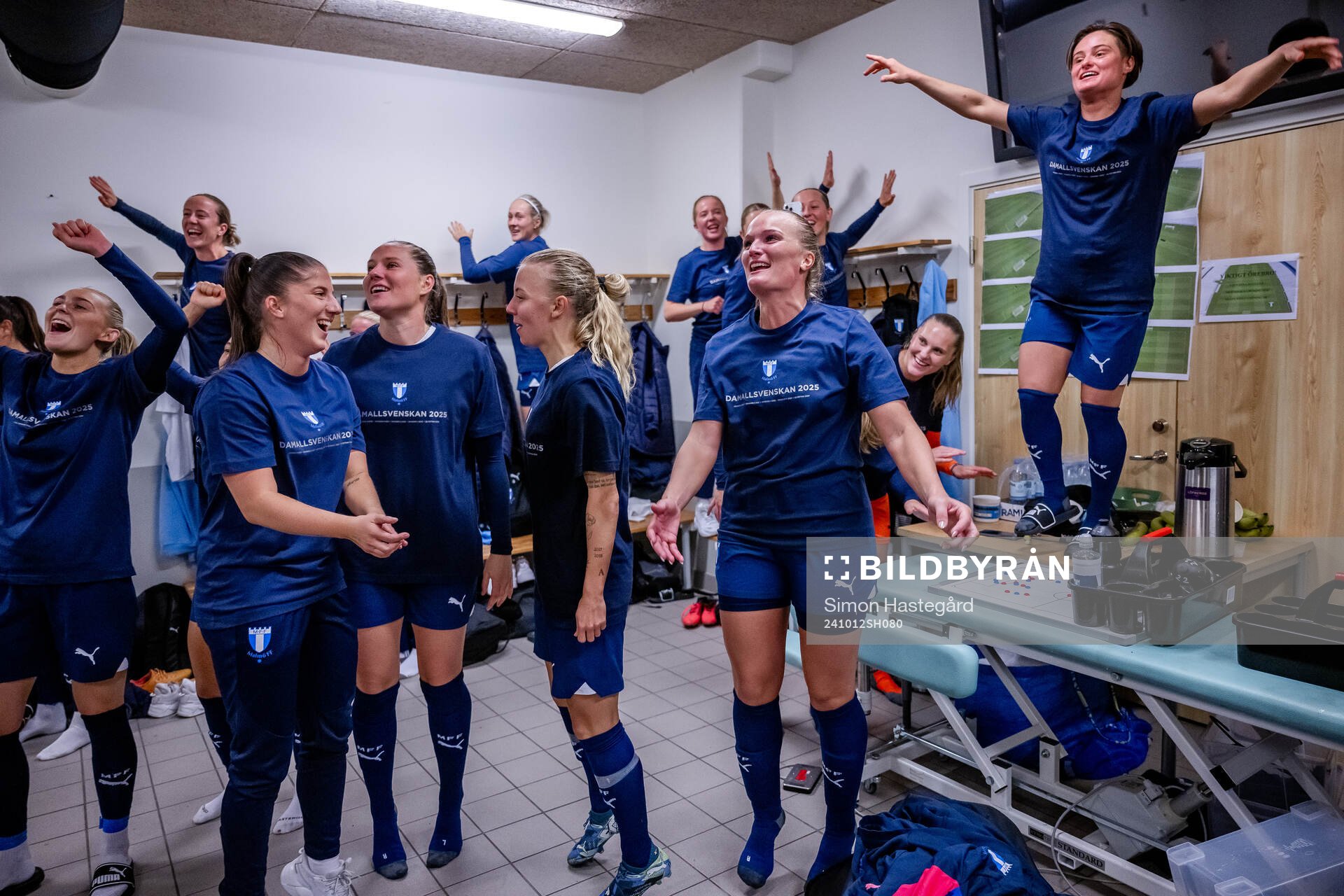 Malmö FFs spelare jublar i omklädningsrummet