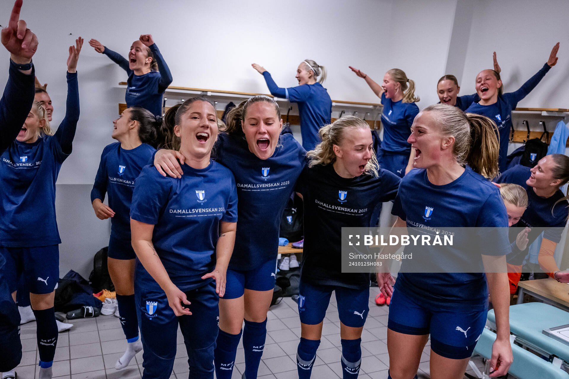 Malmö FFs spelare jublar i omklädningsrummet