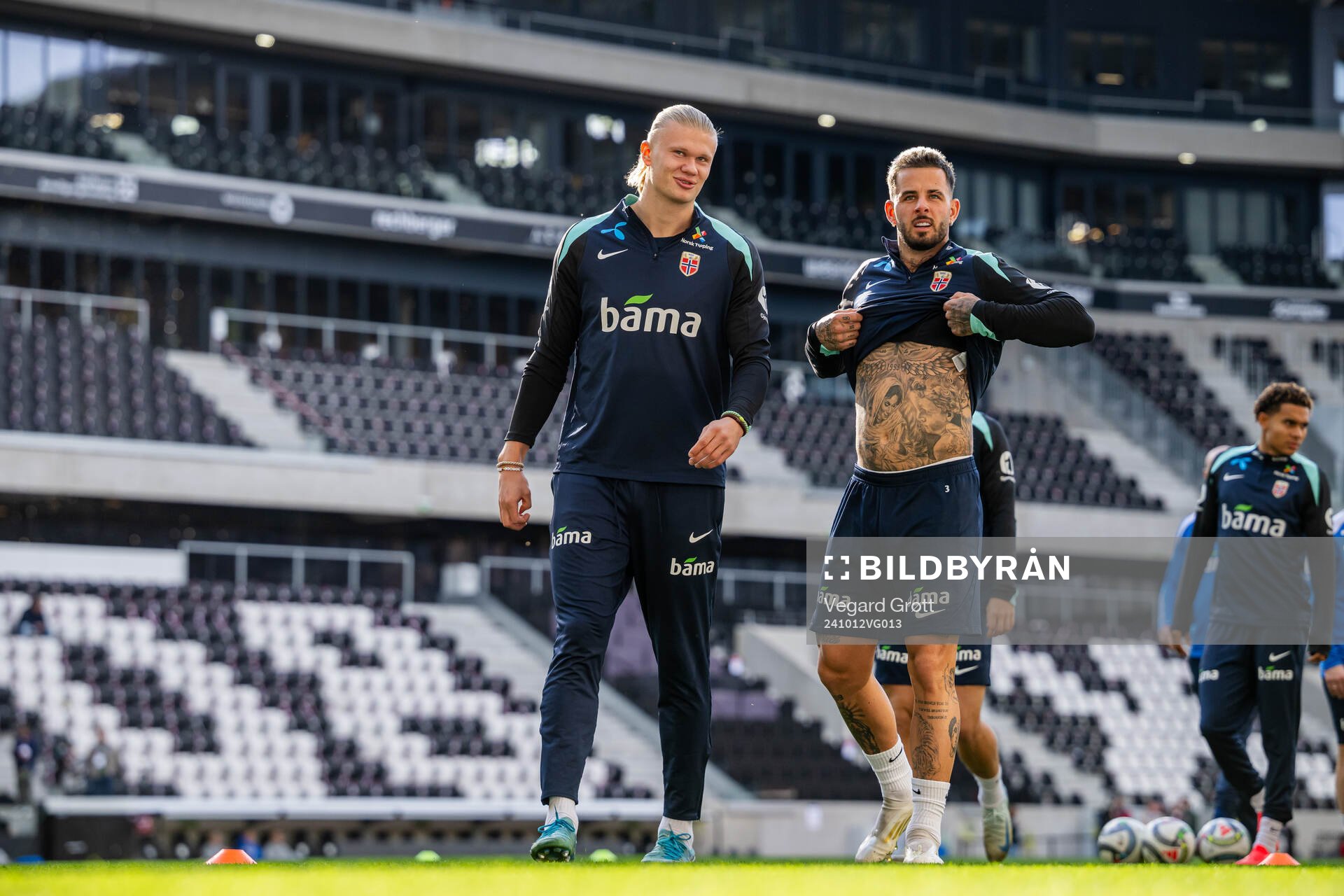 Erling Braut Haaland and Aron Dønnum of the Norwegian