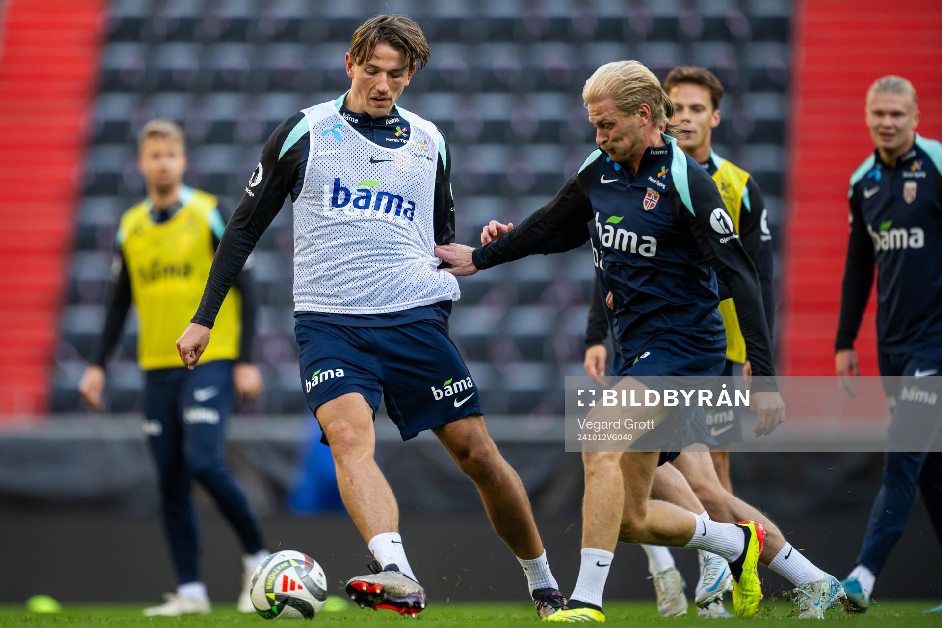 Sander Berge and Morten Thorsby of the Norwegian national