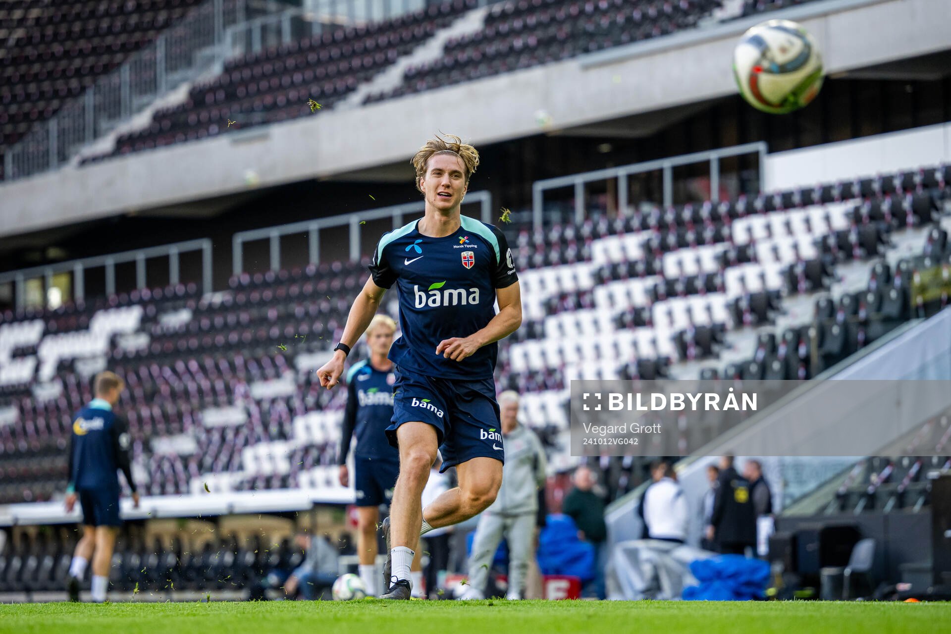 Kristian Thorstvedt of the Norwegian national football team during a training session on October 12, 2024 in Linz. 