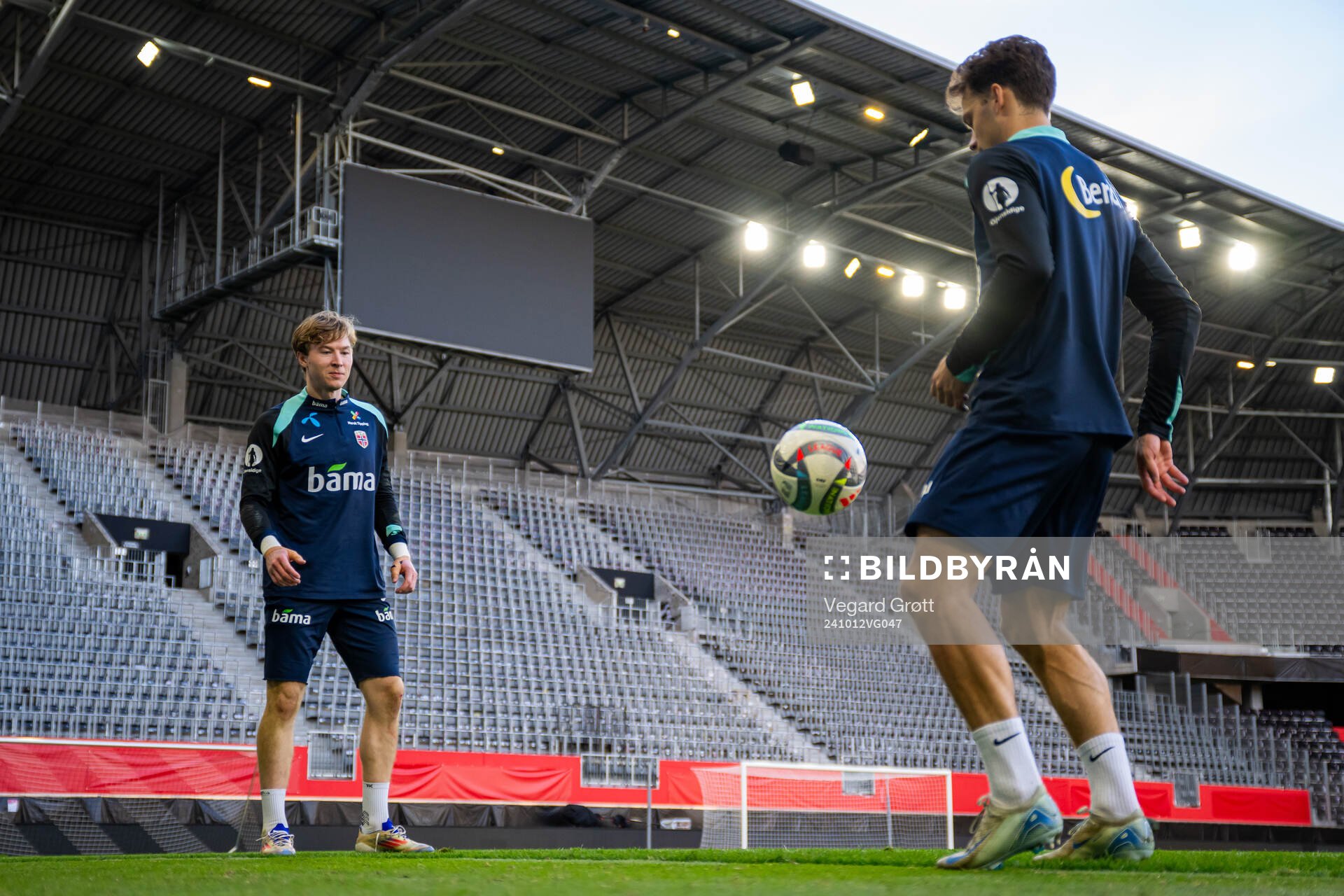 Goalkeeper Mathias Dyngeland and Felix Horn Myhre of the