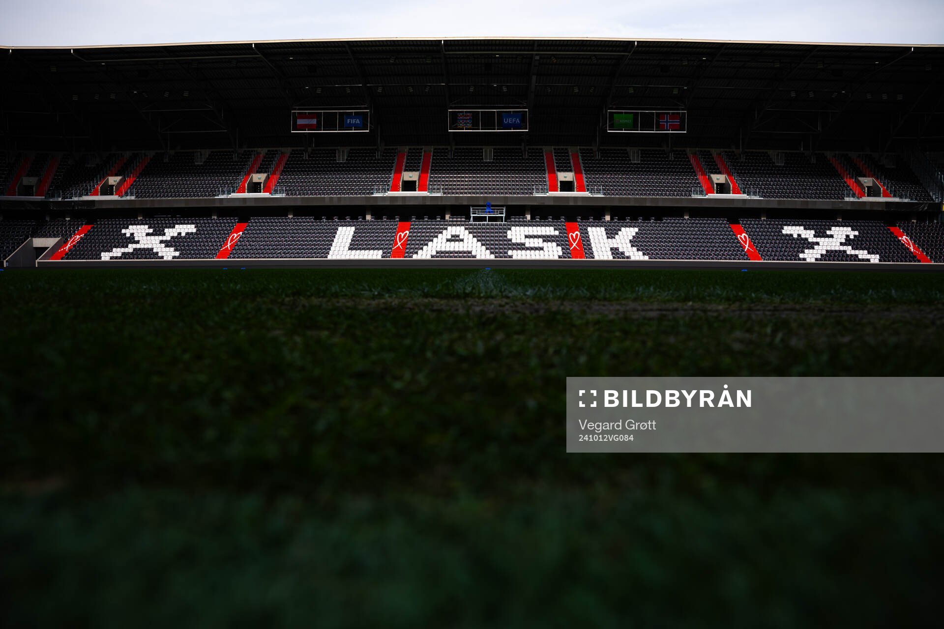 General view of Raiffeisen Arena ahead of a training session with the Norwegian national football team on October 12, 2024 in Linz. 