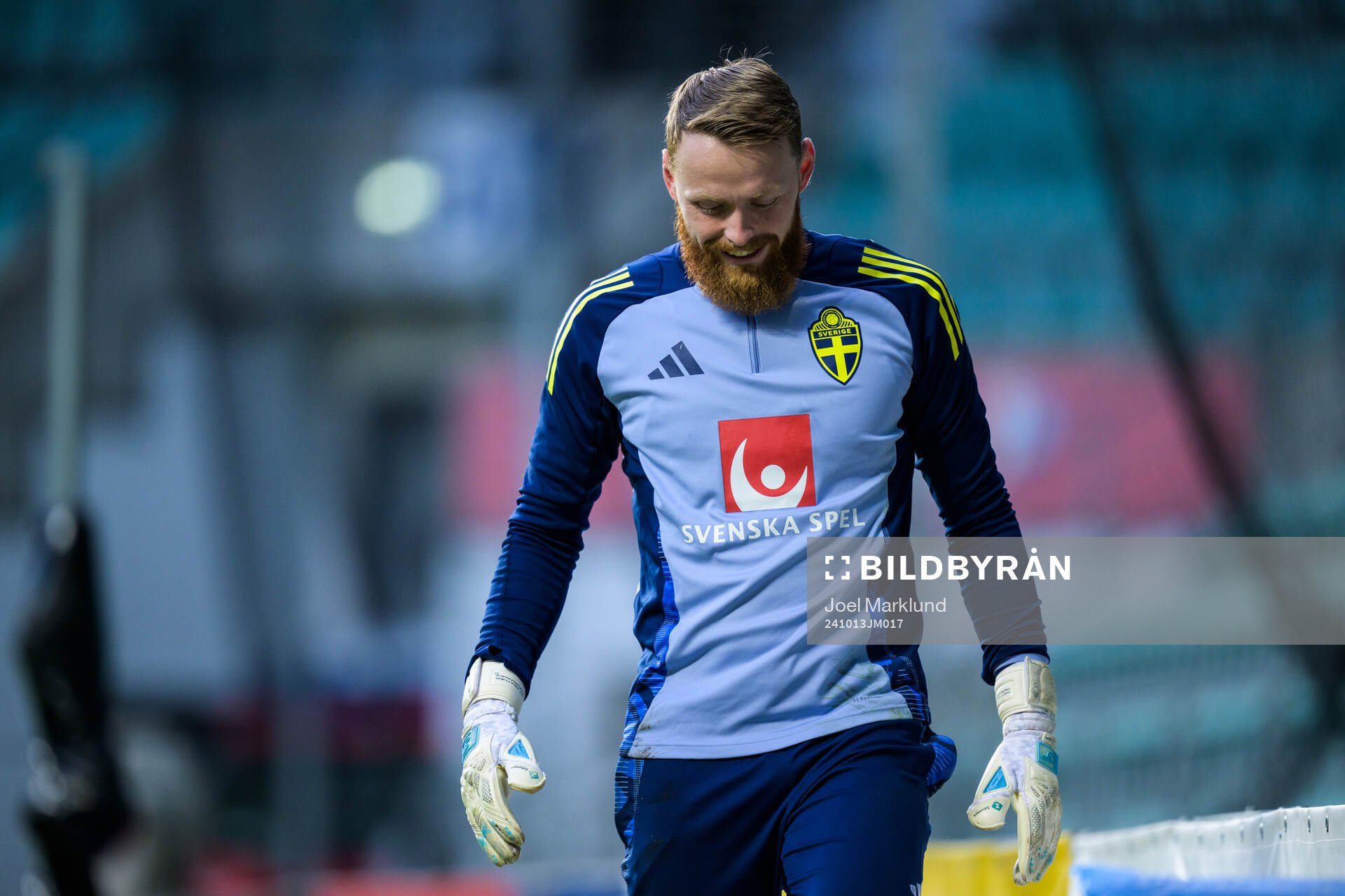 Goalkeeper Viktor Johansson of the Swedish men's national