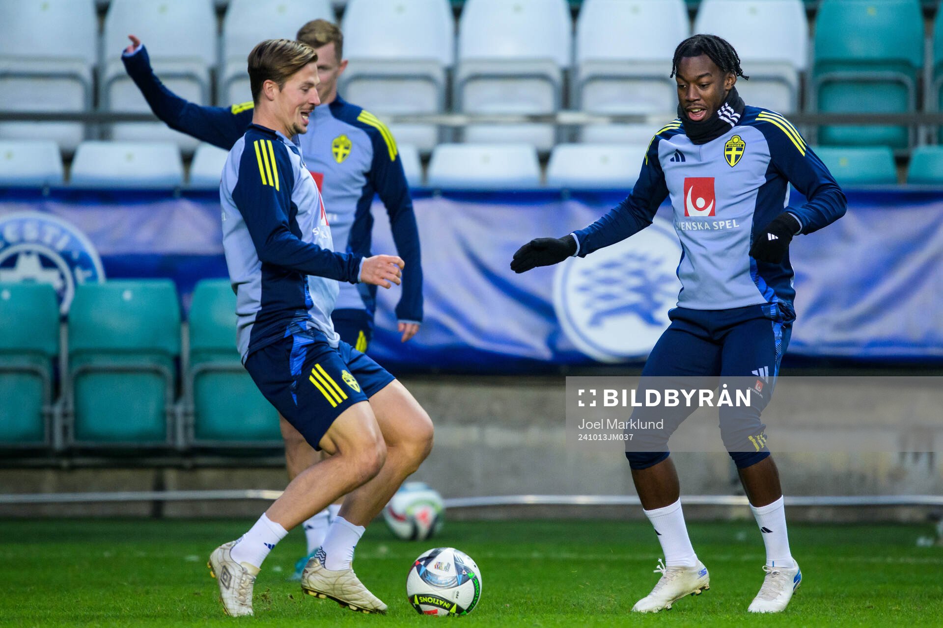 Simon Olsson and Anthony Elanga of the Swedish men's
