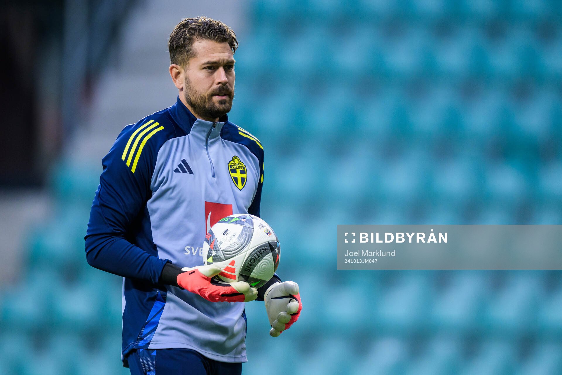 Goalkeeper Kristoffer Nordfeldt of the Swedish men's